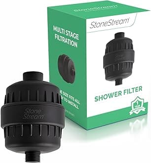 Original StoneStream® EcoPower Shower Head System — Spa Like Ionic Filter to Soften & Save Water — Universal Hard Water Filter for All Types of Showers — Matte Black