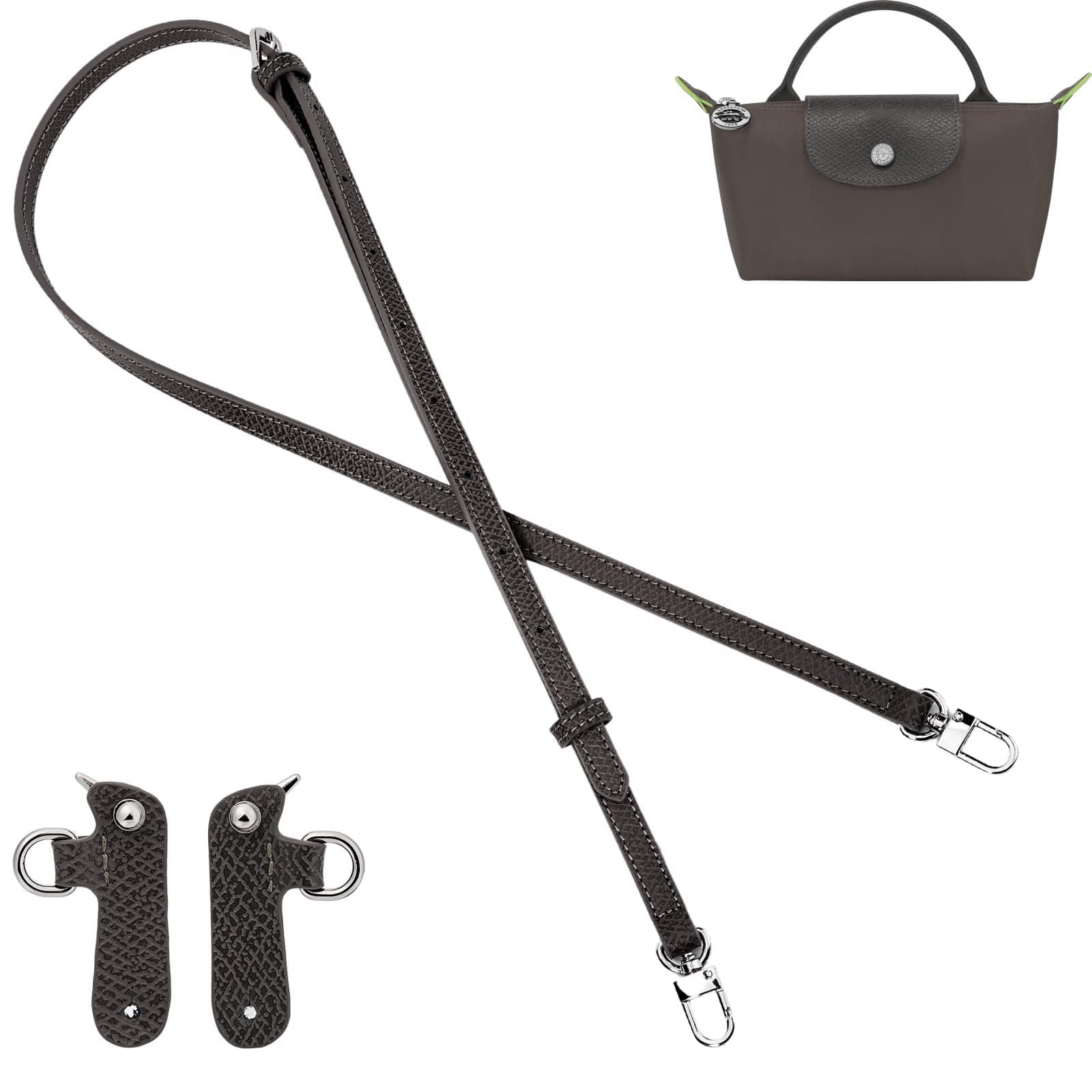 Purse Straps Replacement, Leather Handbag Crossbody Shoulder Strap Kit Adjustable for Mini Longcamp Tote Bag Women