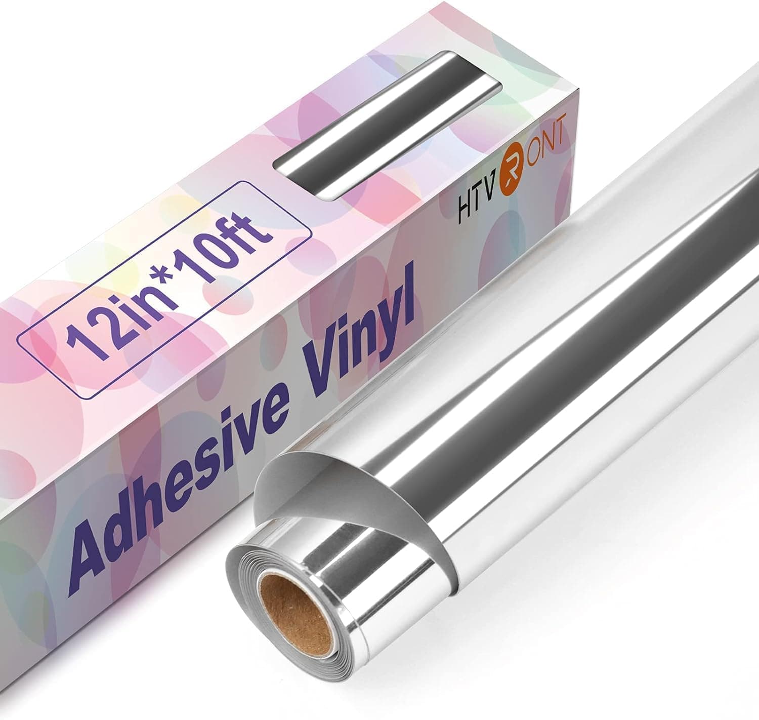 HTVRONT Silver Chrome Vinyl - 12" x 10FT Mirror Metallic Silver Vinyl for Cricut - Easy to Weed & Transfer Silver Permanent Vinyl Roll