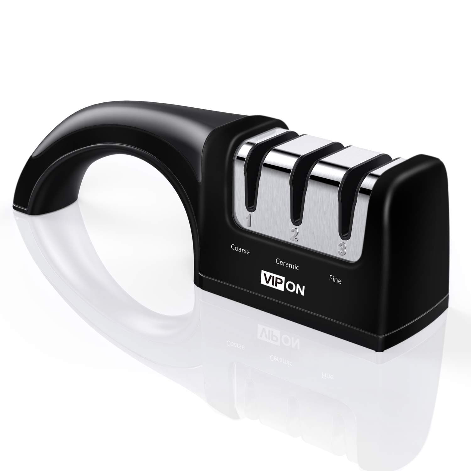 Professional Knife Sharpener- VIPON 3 Stage Diamond Coated Sharpening With Ceramic Rod - Non-slip Base Sharpening Knife Easy To Control -Knife Sharpening