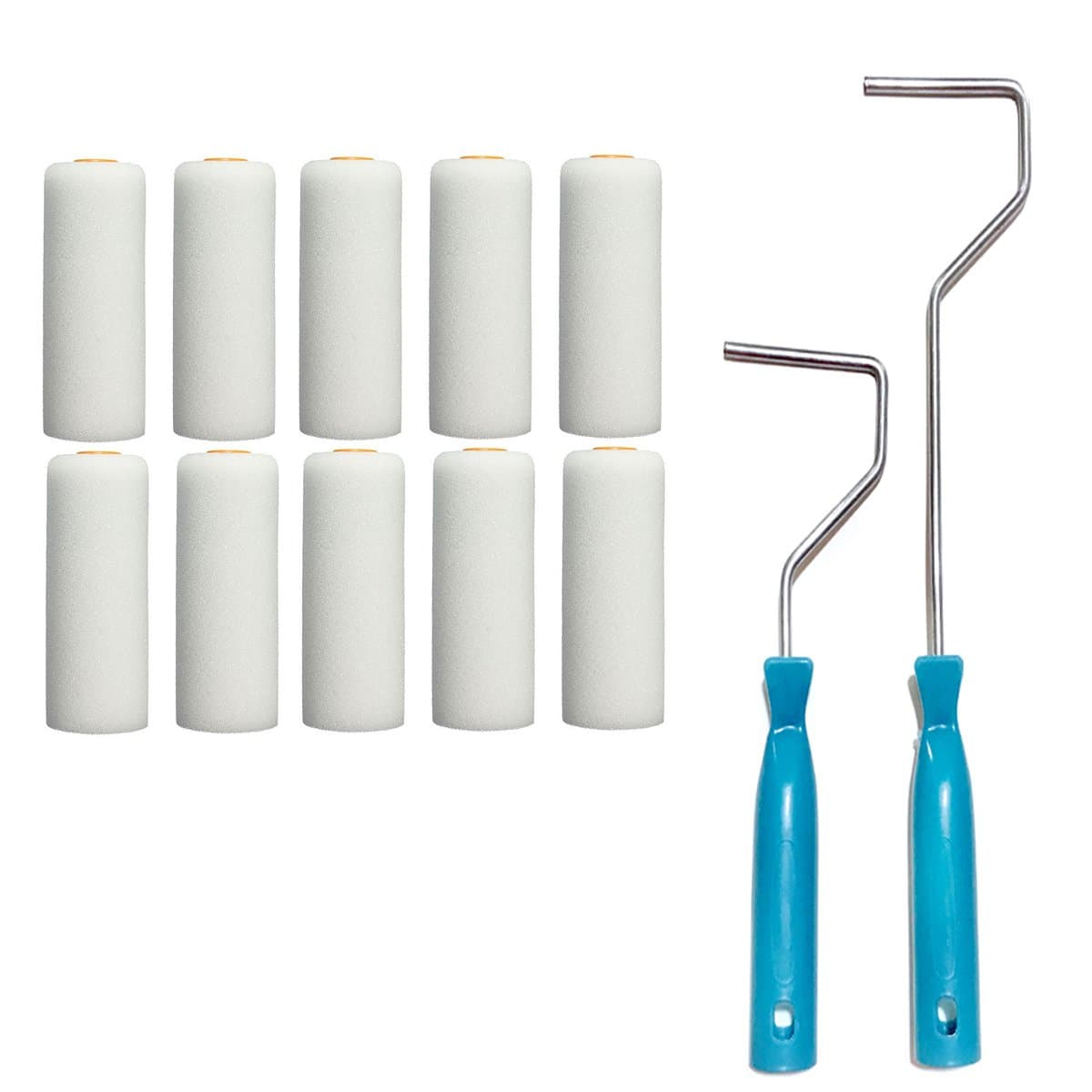 12 In 1 Paint Roller Kit, 4 Inch Mini Home Decorative Sponge Paint Brush Refills with Plastic Support Tube Handle for Wall Ceiling Art