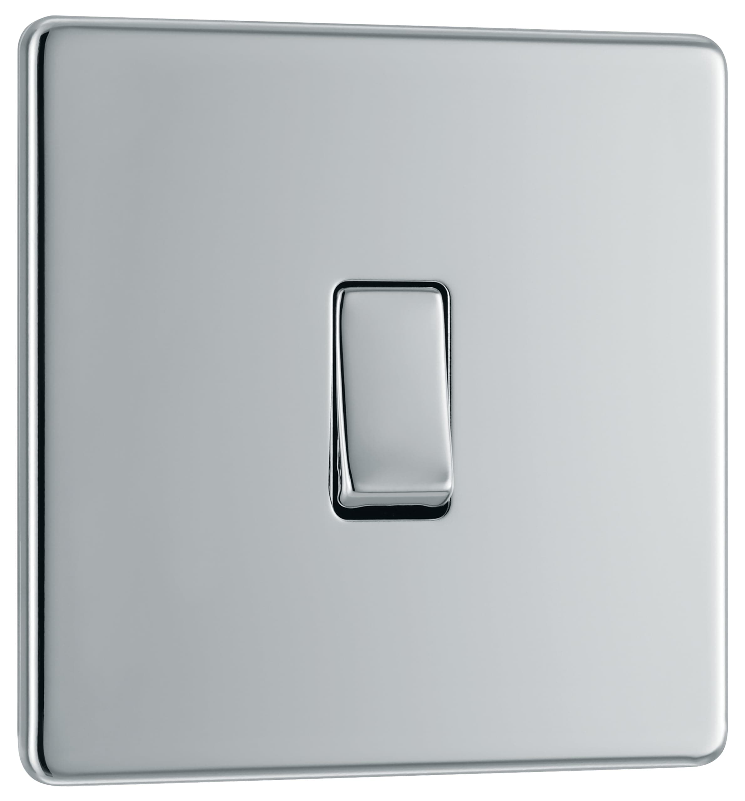British General BG Electrical fpc12 Screwless Flat Plate Single Light Switch, Polished Chrome, 2-Way, 16AX, 2.0 cm*2.0 cm*2.0 cm
