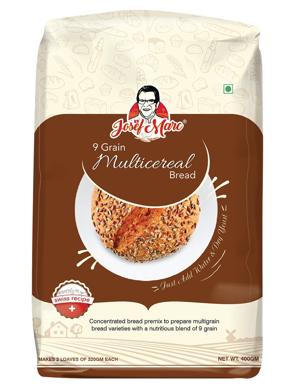 9 Grain Multicereal Bread Mix, 400g - 9 Grain Bread Mix, No GMO, No Artificial Color or Preservatives | Formulated in Switzerland