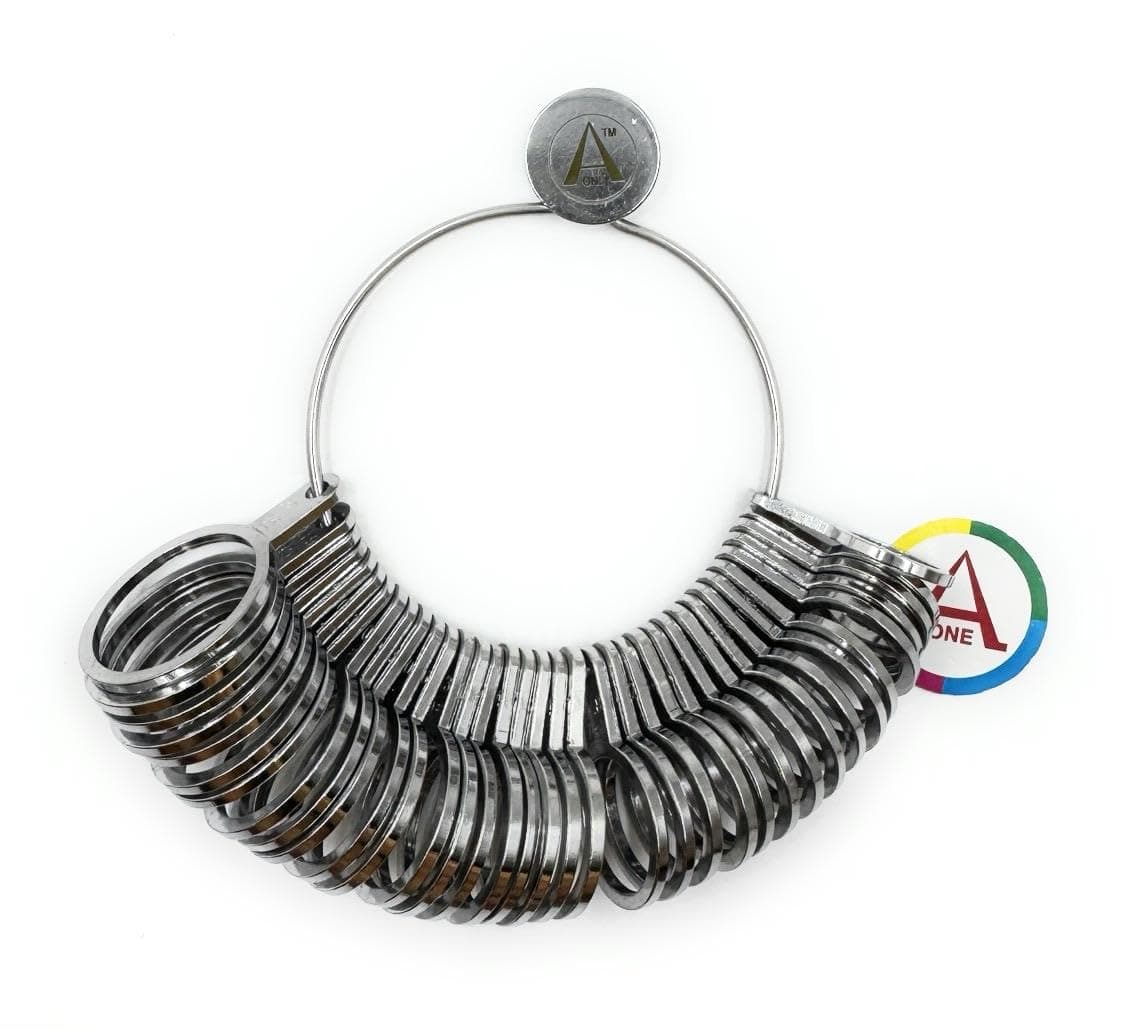 Aone Universal Ring Sizer Gauge With International Markings For Measuring Finger Ring Sizes Featuring 36Pcs Flat Rings For Jewellery Making, Jewellery Repair & Hobby Crafts Diy, Steel