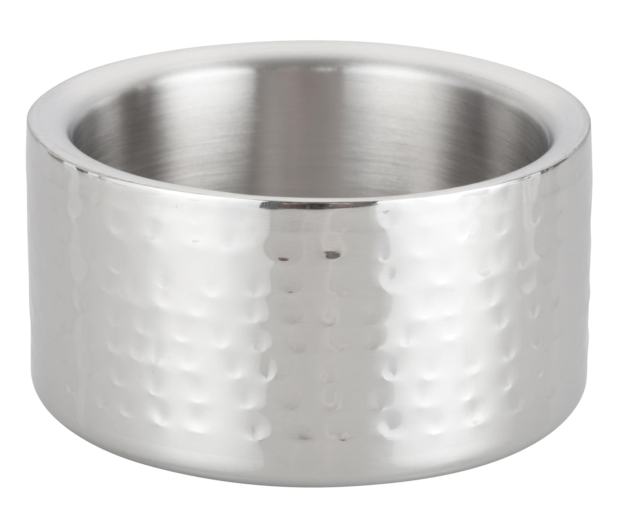 Winco Double Wall Wine Coaster, Satin Finish, Hammered, 5" Diameter, Silver