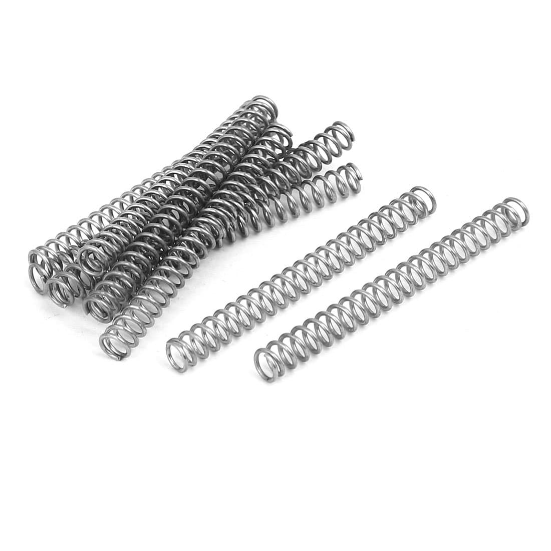 uxcell Compression Spring,304 Stainless Steel,5mm OD,0.7mm Wire Size,50mm Free Length,Silver Tone,10Pcs