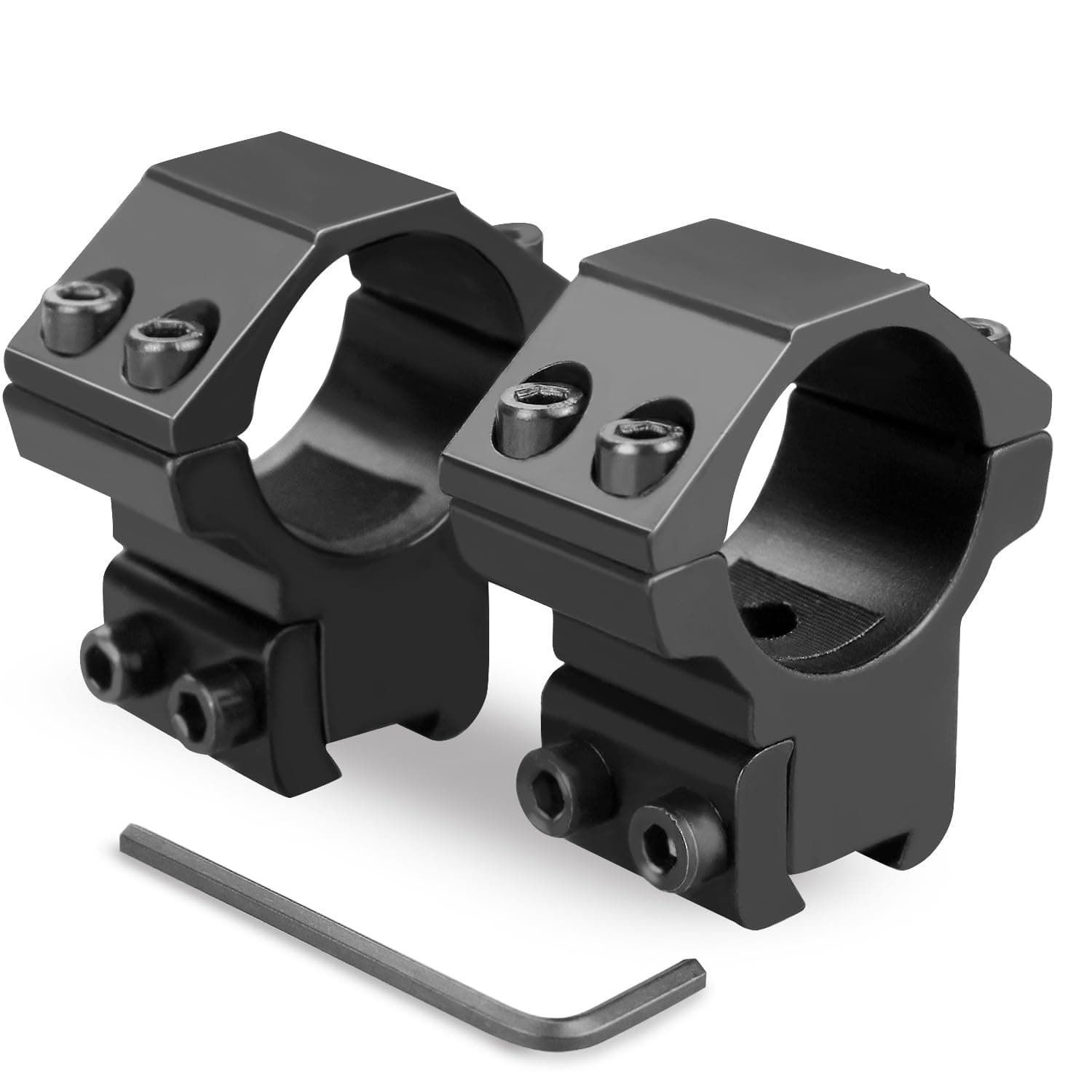 Modkin 1'' Dovetail Scope Rings, Medium Profile Scope Mounts for 11 mm Dovetail Rails - 2 Pieces (One has Stop pin)