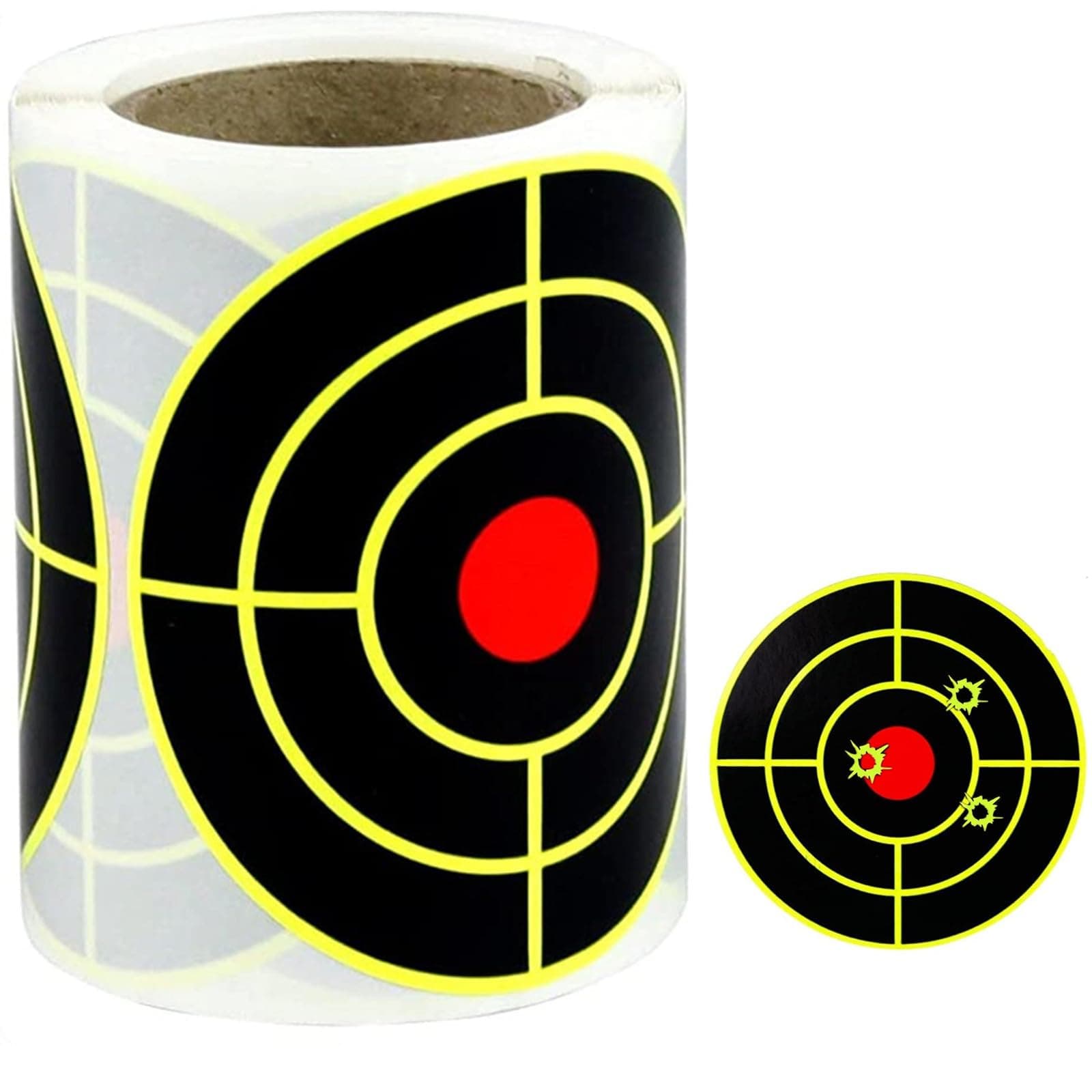 Shooting Target Stickers, Upgraded 3 Inch Round Self Adhesive Splatter Targets Green and Black Reactive Paper Targets for Indoor and Outdoor Range, BB Gun, Pellet, Airsoft, Rifle