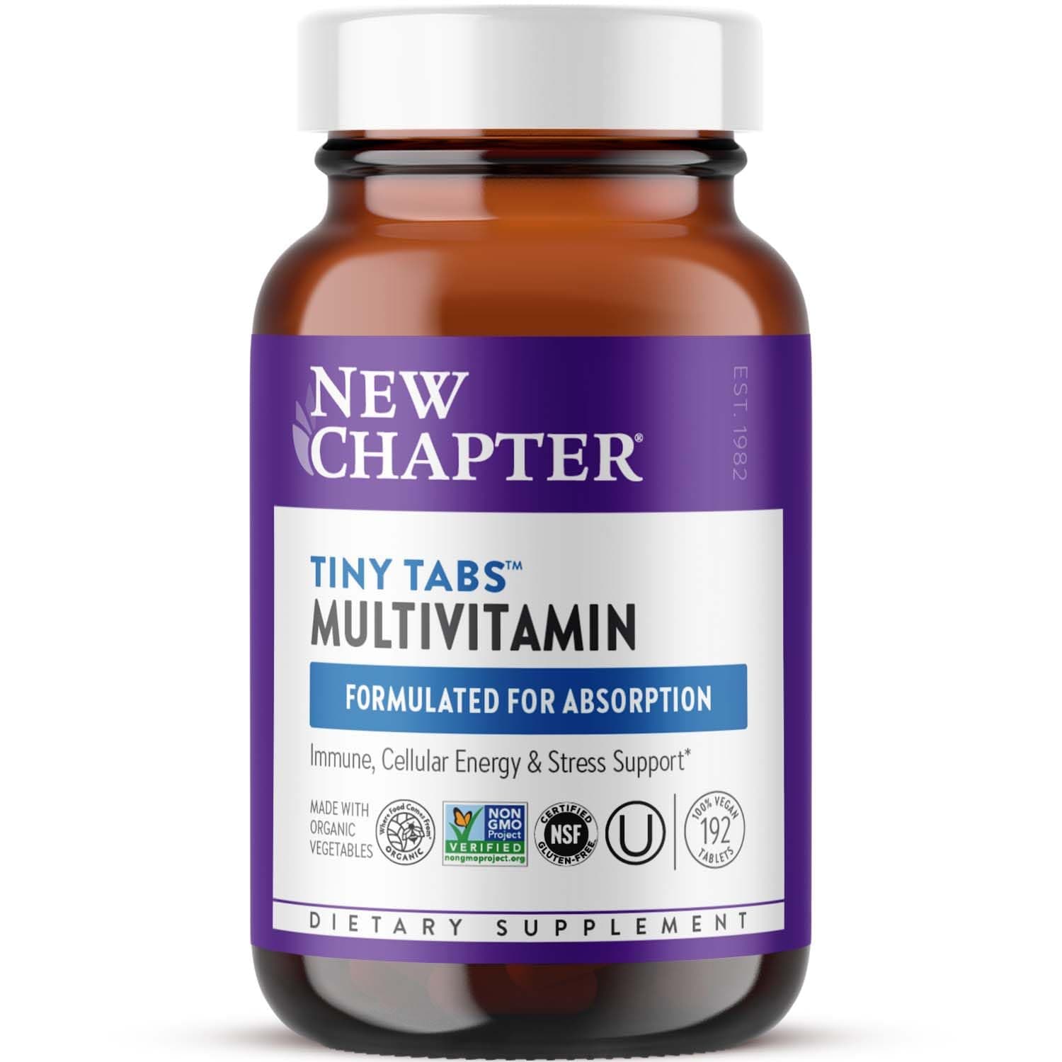 New Chapter Tiny Tabs Multivitamin with 20+ Nutrients for Immune, Cellular Energy & Stress Support, Including Vitamin D3 + B Vitamins, 192 Count