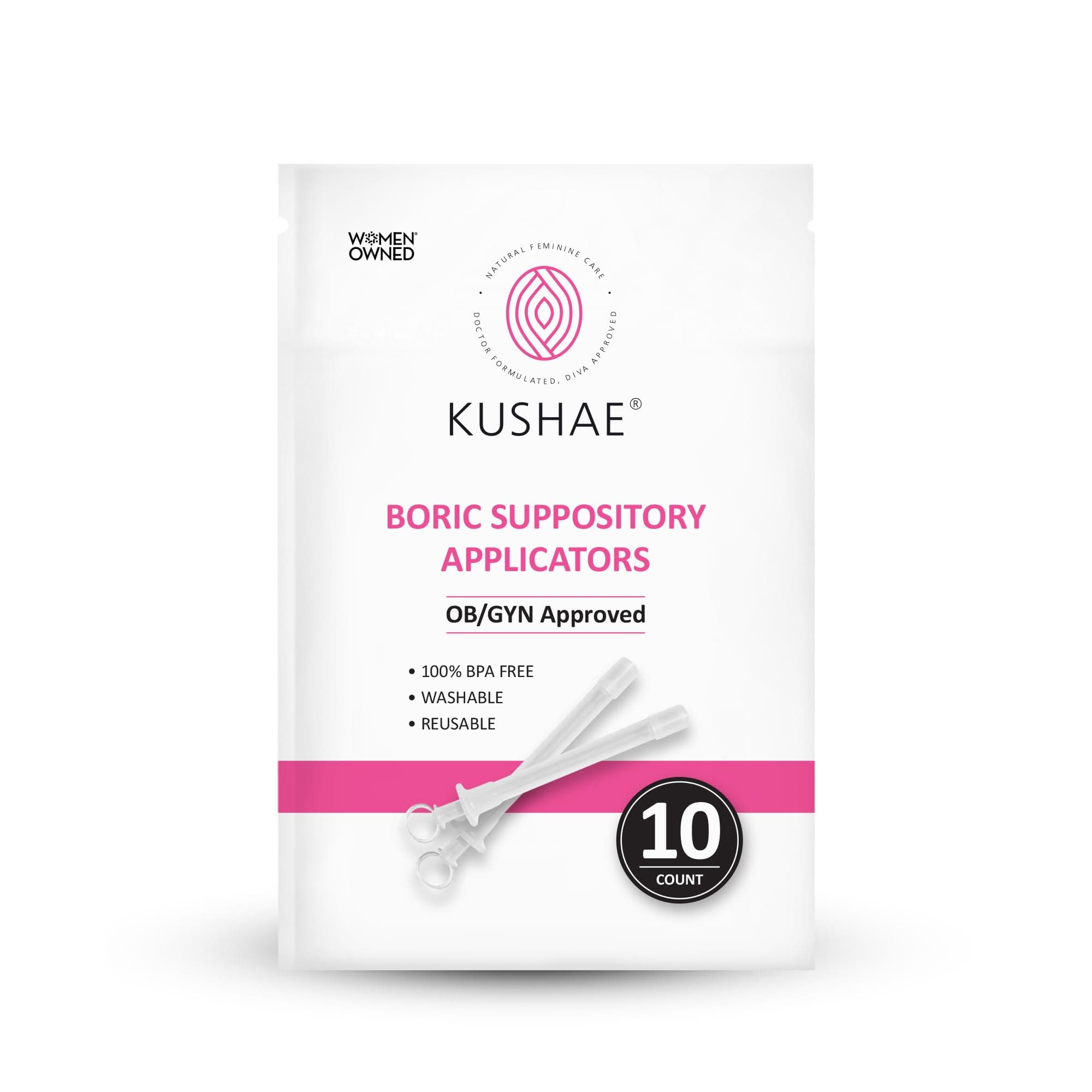 Kushae Boric Suppository Applicators | 10 Pack | Fits Most Suppositories | Convenient | Easy to Use | Individually Wrapped