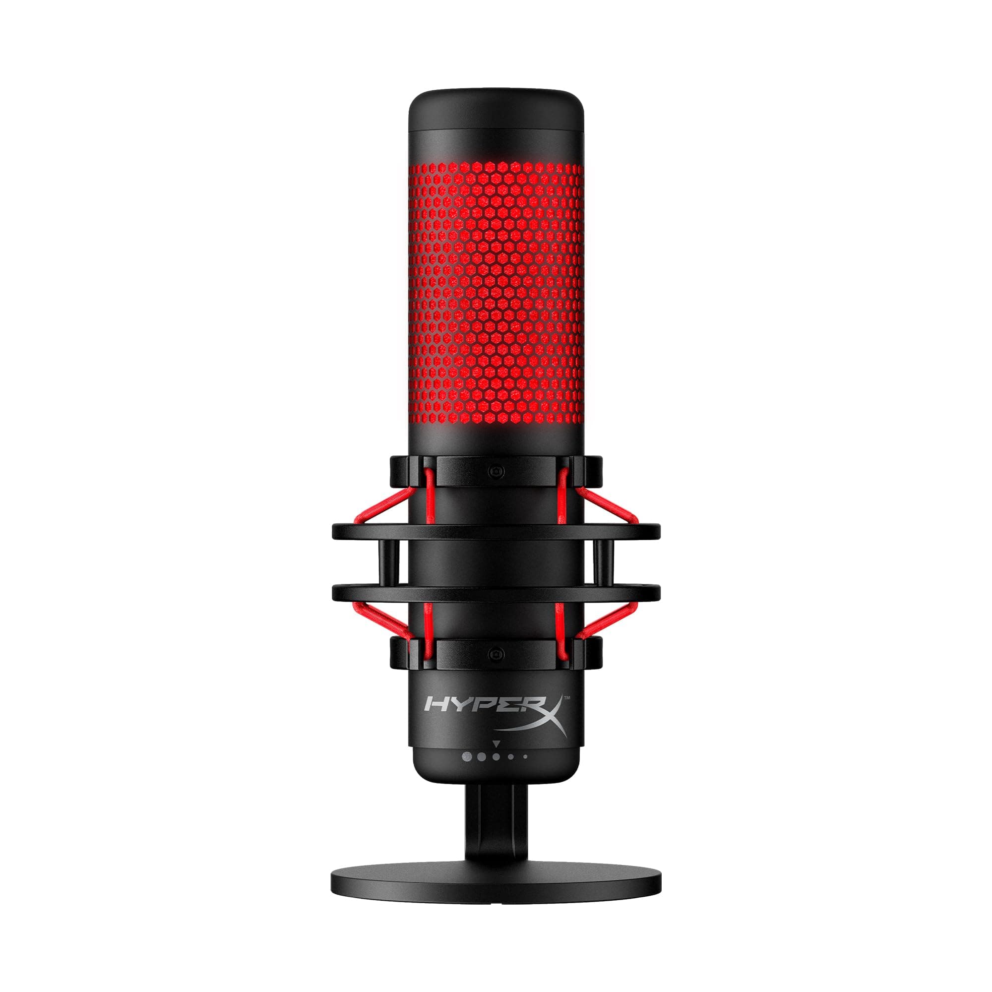 QuadCast - USB Condenser Gaming Microphone, for PC, PS4, PS5 and Mac, Anti-Vibration Shock Mount, Four Polar Patterns, Pop Filter, Gain Control, Podcasts, Twitch, YouTube, Discord, Red LED
