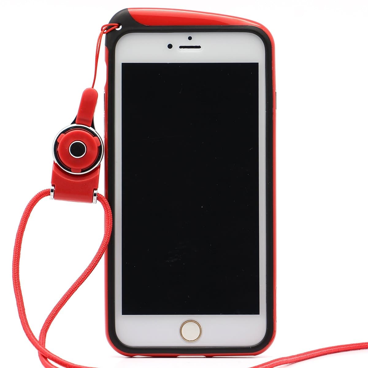 Moonmini Stylish Phone Bumper Frame Case Cover Skin Protector with Hanging Neck Strap Rope for iPhone 6 Plus 5.5 inch - Red