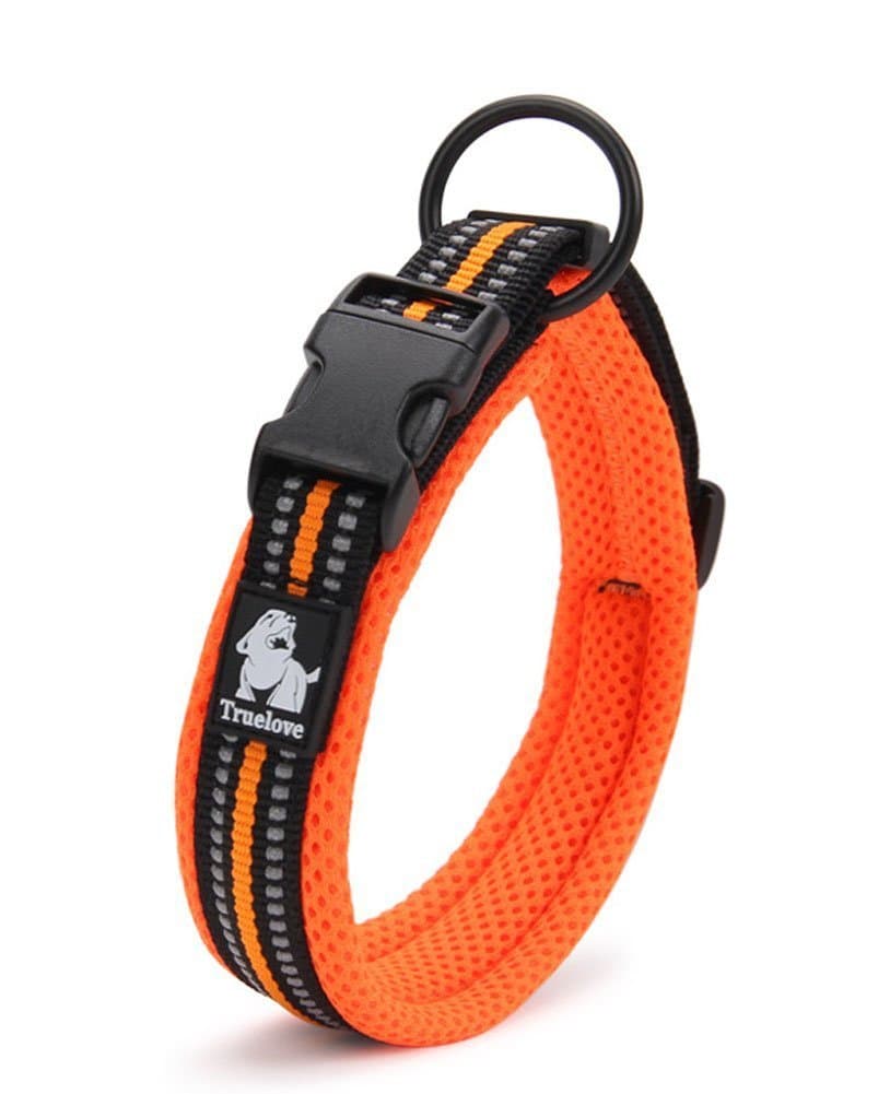 Adjustable Pet Soft Comfy 3M Reflective Dog Collar Breathable Mesh Dog Collar Training Walking Outside for Samll/Medium/Large Dogs Collars (XS (30-35cm), Orange)
