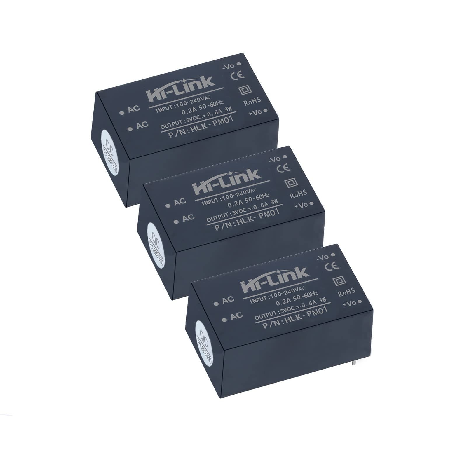 Mini Step-Down Power Supply, Intelligent Home Switching DC Power Module AC DC Isolated Power Module 220v to 5v, HLK PM01 AC DC Converter 220V to 5V（3PCS）