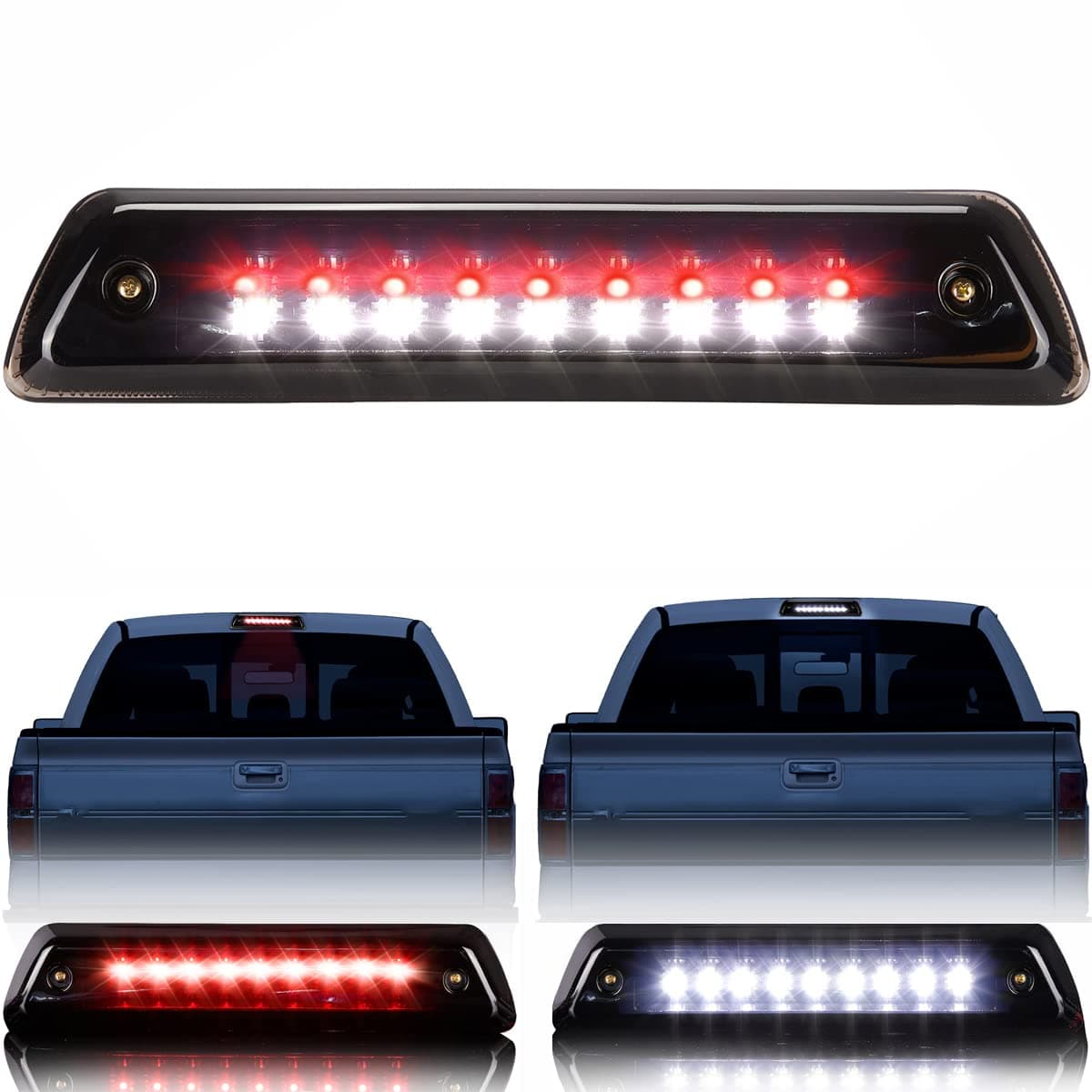 ISSYAUTO Third Brake Light Compatible with 2009-2014 Ford F150 3rd Brake Light Smoked Rear Cab LED Brake Light