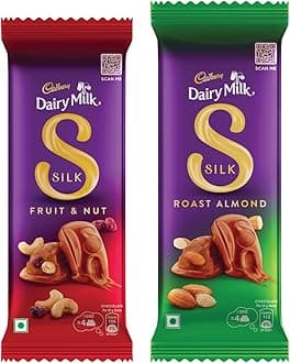 Dairy Milk Silk Chocolate Bar Large Combo (Silk Fruit & Nut 137 g, Silk Roast Almond 143 g), 280 g