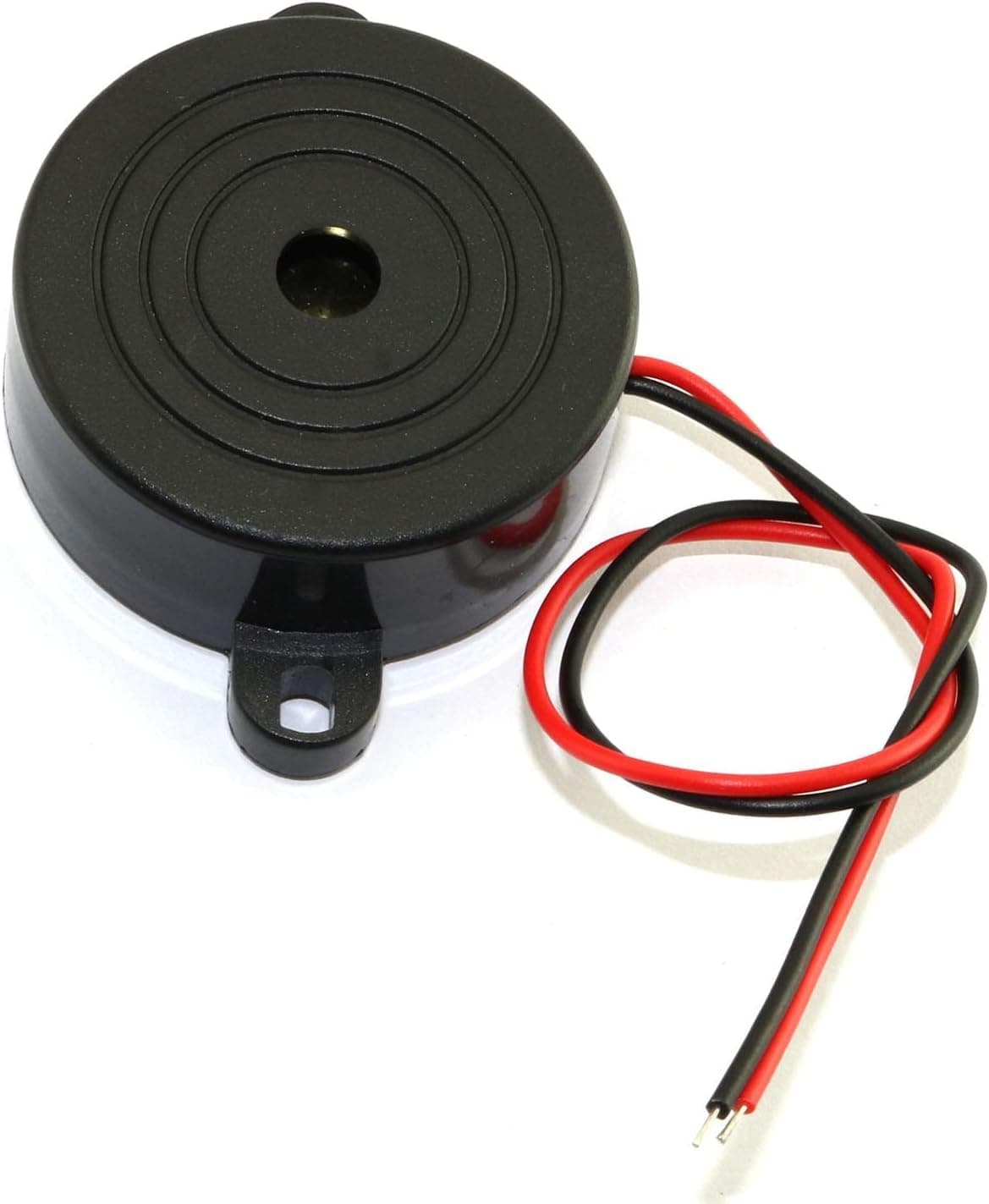 Compact Piezo Buzzer, 3-24V DC, High-Decibel Alarm, Black with Red & Black Leads, Quality Controlled, for DIY Projects & Electronic Devices