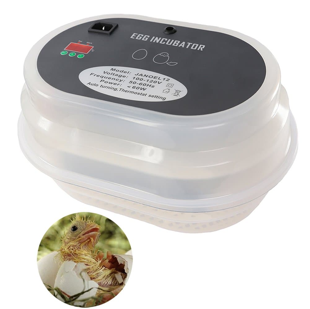 Egg Incubator, Chicken Incubators for Hatching Eggs with Automatic Egg Turning and Temperature Control, 9-12 Eggs Poultry Hatcher for Chicken Duck Bird