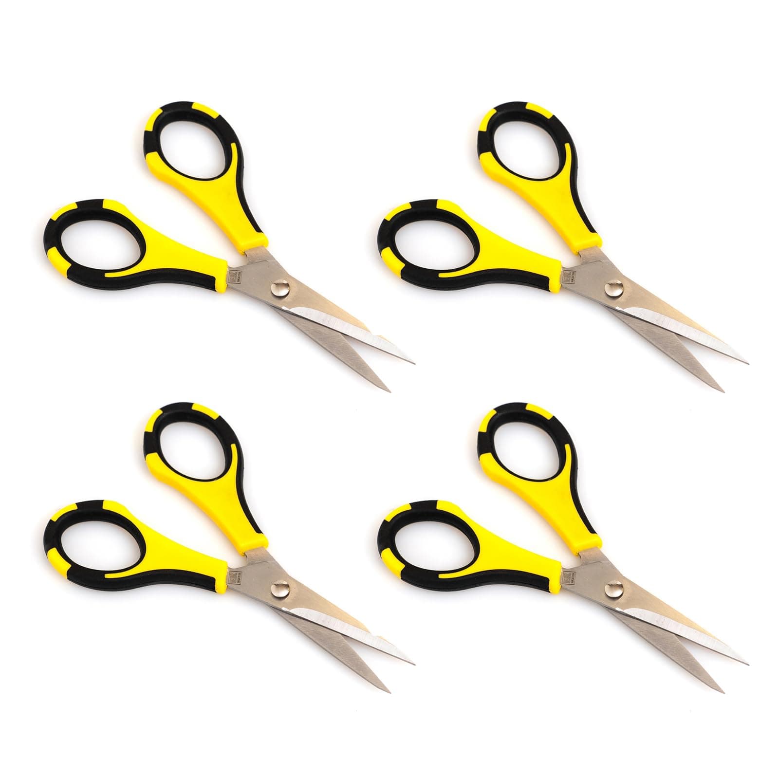 EK Tools Cutter Bee Scissors 4 Pack, Black and Yellow, Multi Pack Scissors for Fabric, Embroidery, Crafting, Herbs, Gardening, Office, Home, & More