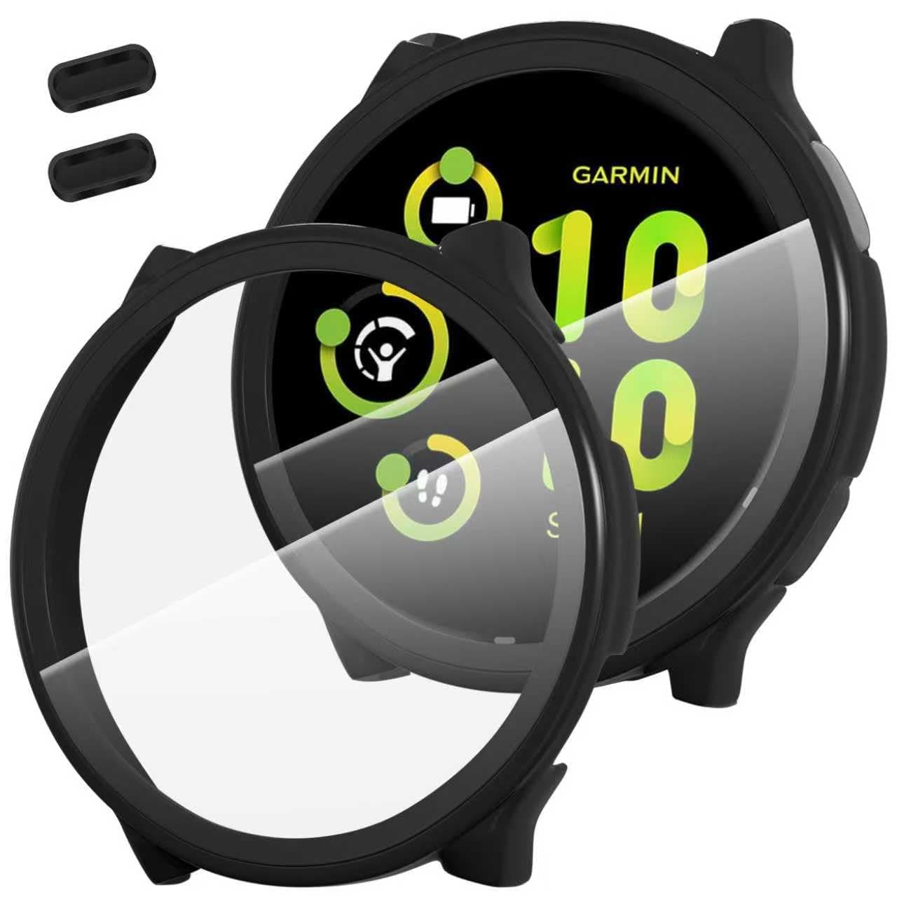 Suoman for Garmin Vivoactive 5 Protective Case (2 Pcs) High Definition, Hard PC Garmin Vivoactive 5 Protective Cover - Black+Black