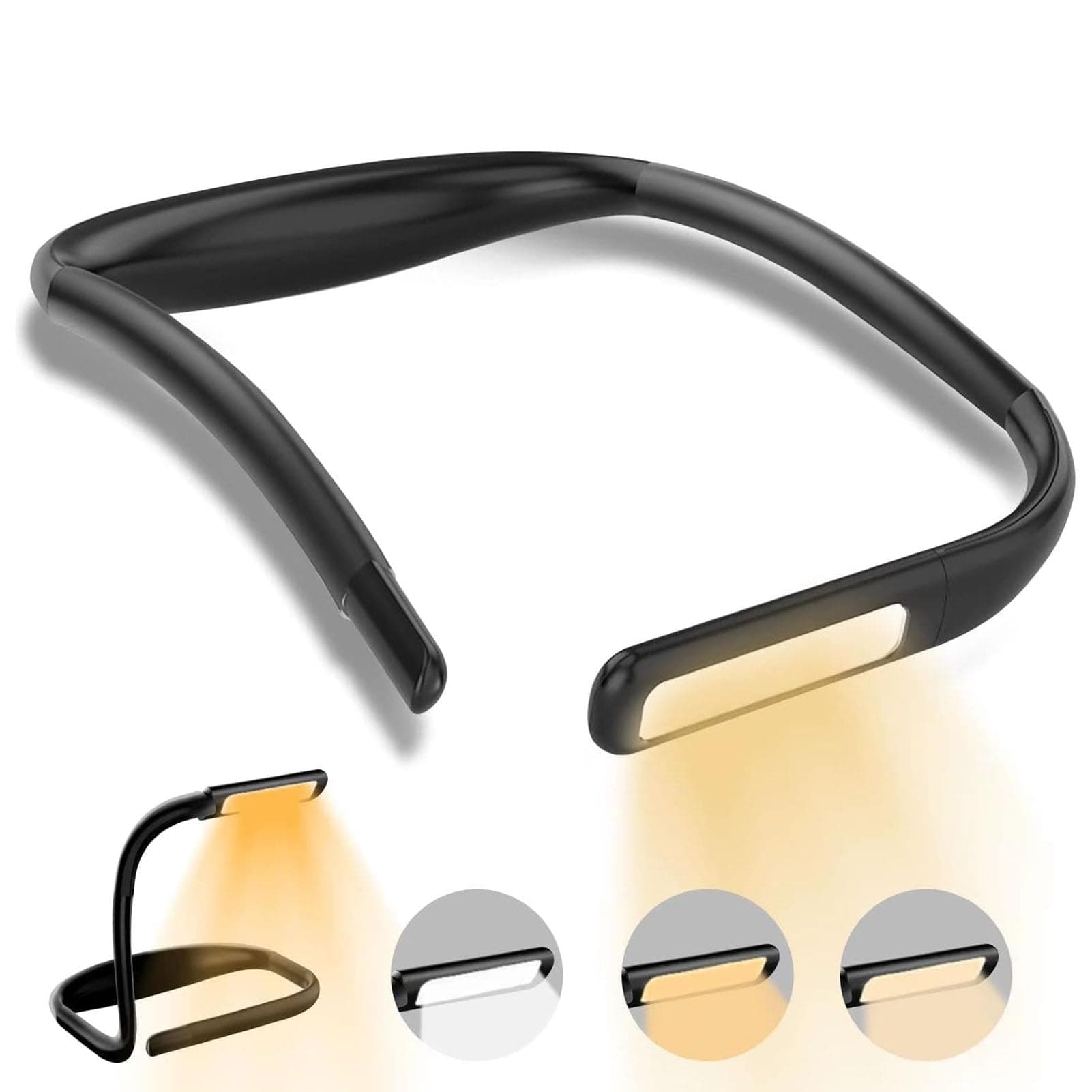 VAODO LED Neck Reading Light, Book Light in Bed, Gesture Sensing 3 Colors & Dimmable Reading Light, LED Desk Lamp with Bendable Arms, for Reading, Camping, Running, Repairing, Fishing