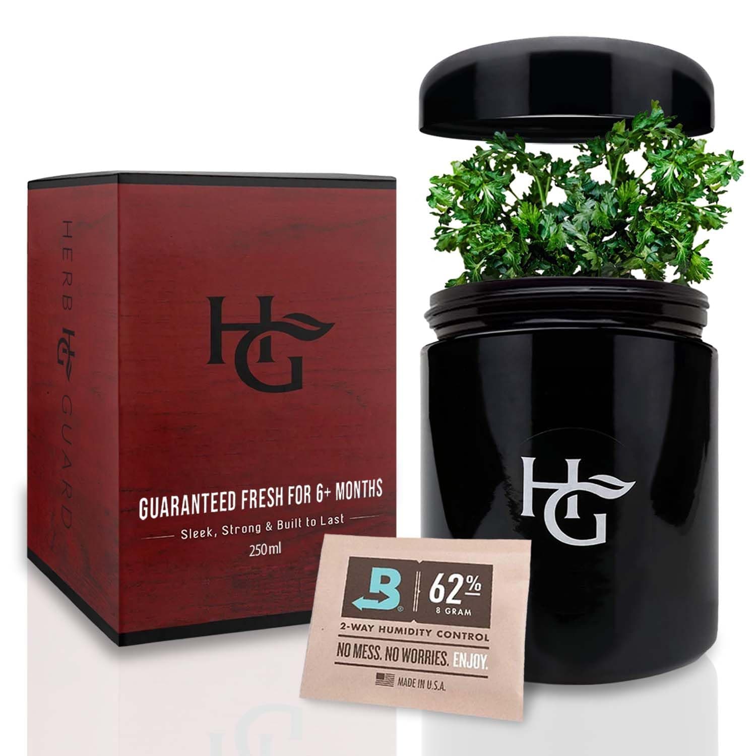 Herb Container - Half Oz Smell Proof Jar & Humidity Pack (250 ml) Airtight UV Protection Keeps Herbs Fresh for Months