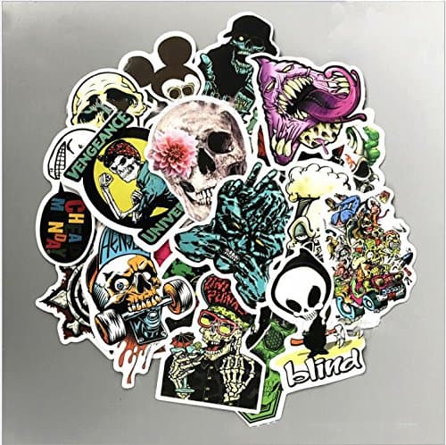 FineFun SKULL Random Graffiti Laptop Sticker[50pcs] for IPhone Macbook Car Motorcycle Luggage Water Bottle DIY Bumper Bomb Vinyl Decal Stickers for Guy Skateboarding Accessories