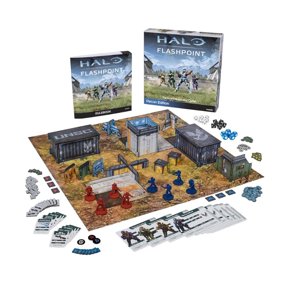 mantic Halo: Flashpoint Recon Edition Starter Set | Beginner 2 Player Miniatures Skirmish Game | Complete Halo Tabletop Starter with Spartans, Terrain & Dice