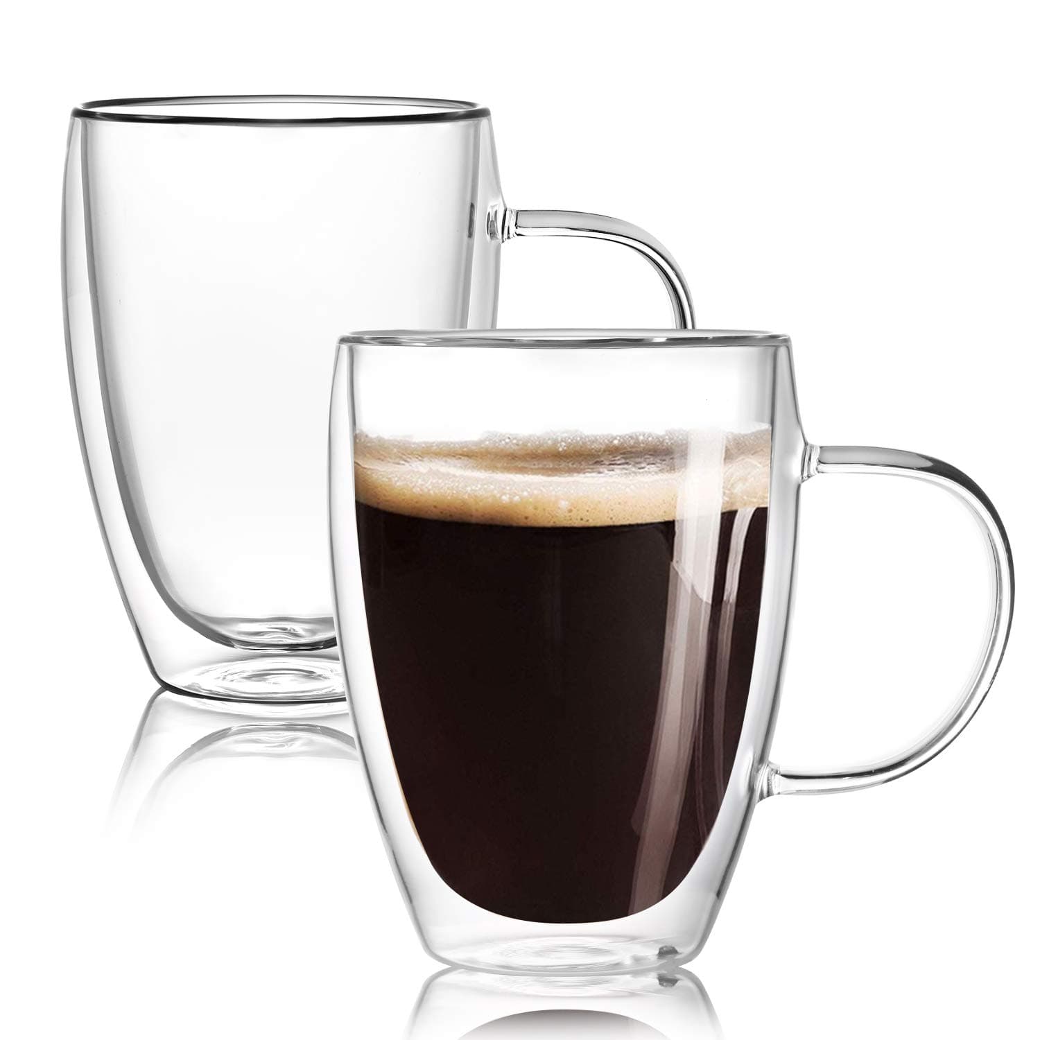 12 Oz Double Walled Glass Coffee Mugs
