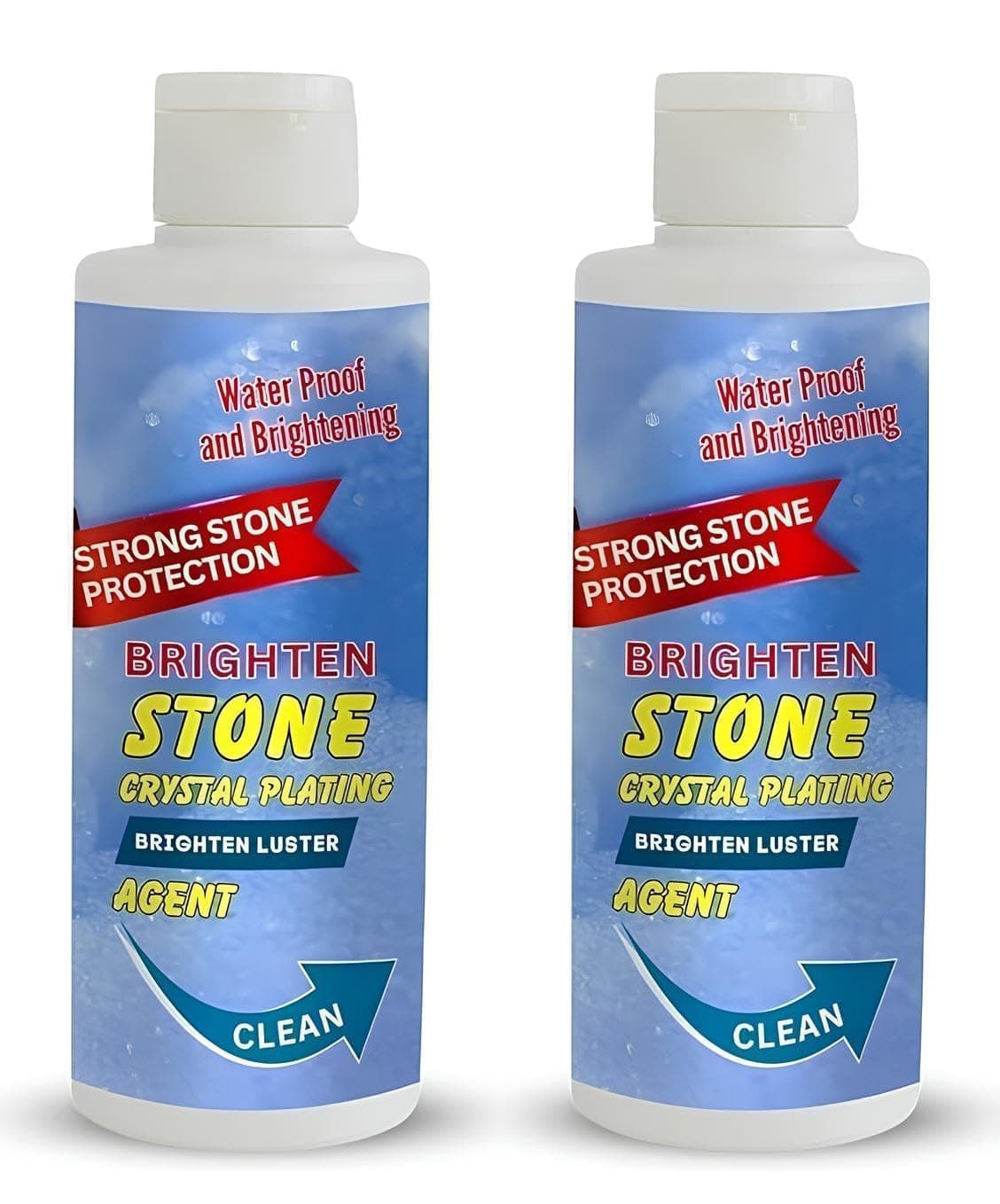 2 Pcs Stone Crystal Plating Brighten Luster Agent for Marble, Granite & Stone, Floor Cleaner Help to Remove Stains Grease Grime Water Spots Fingerprints Smudge (Each 180ml, pack of 2)