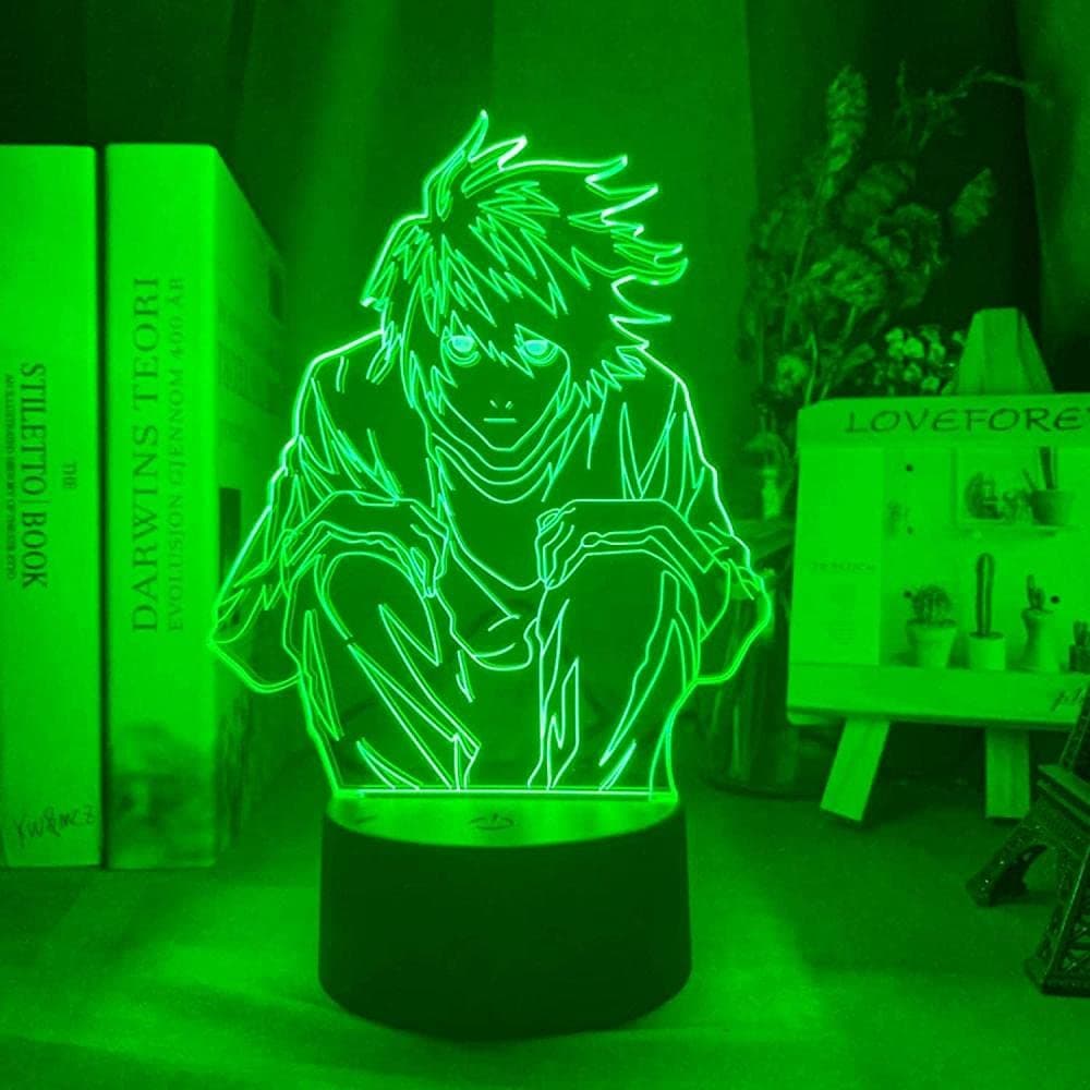 3D Led Illusion Lamp Night Light Usb Anime Comic Death Note L Laurittu Leads The Room Store Decorating Bedroom Watch Ryuk Figure-16 colors With Remote Control