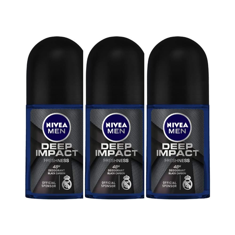Nivea MEN Deep Impact Freshness Deodorant Roll-On, for Men, 50ml (Pack of 3)