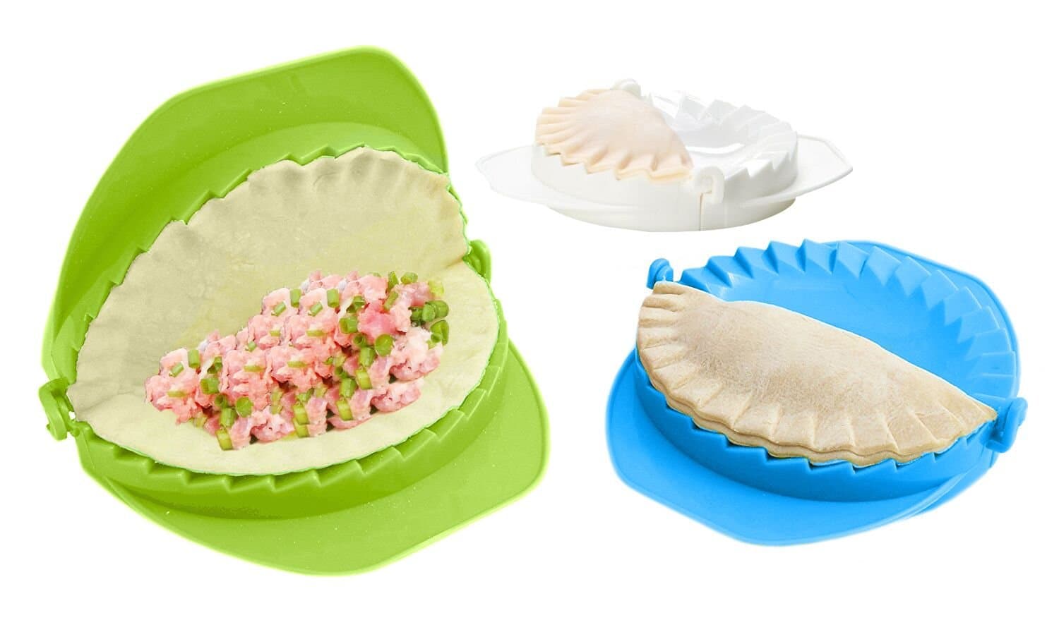 Dumpling Press, ZERVIOE Plastic Dough Press Dumpling Mold Gyoza Empanada Maker-Set of 3 (same size)