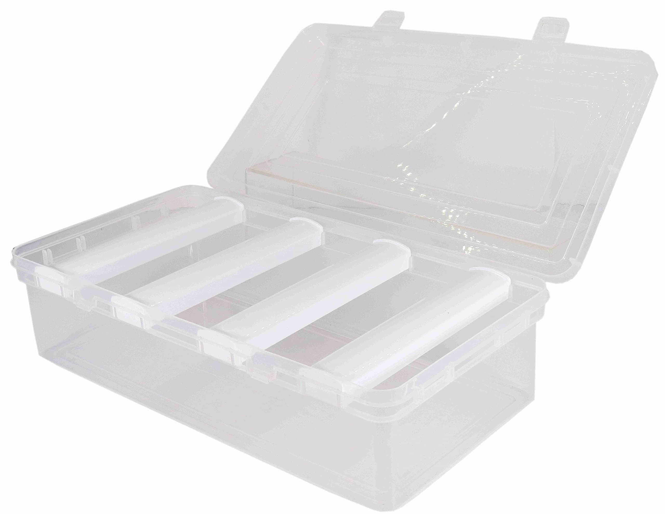 NMII Multipurpose Plastic Storage Box with Adjustable Rods l Storing Box For Bangles, Chuda, Kada, Watches, Scrunchies I (Transparent)