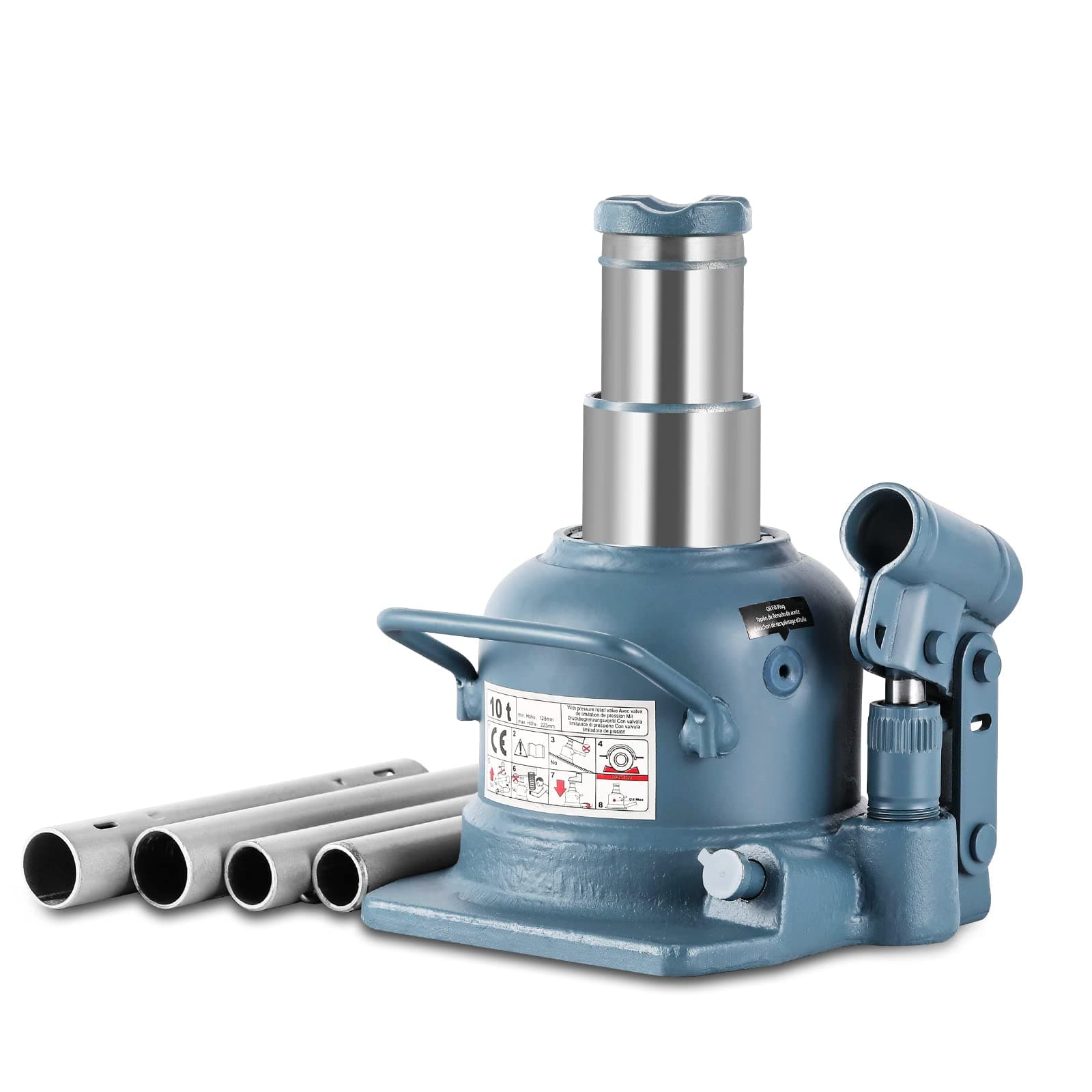 BAOSHISHAN Low Profile Bottle Jack 10 Ton Double Ram Jack 4-7/8’’ to 8-7/8’’ Lifting Range Hydraulic Jack Stubby Short Welded Bottle Jack