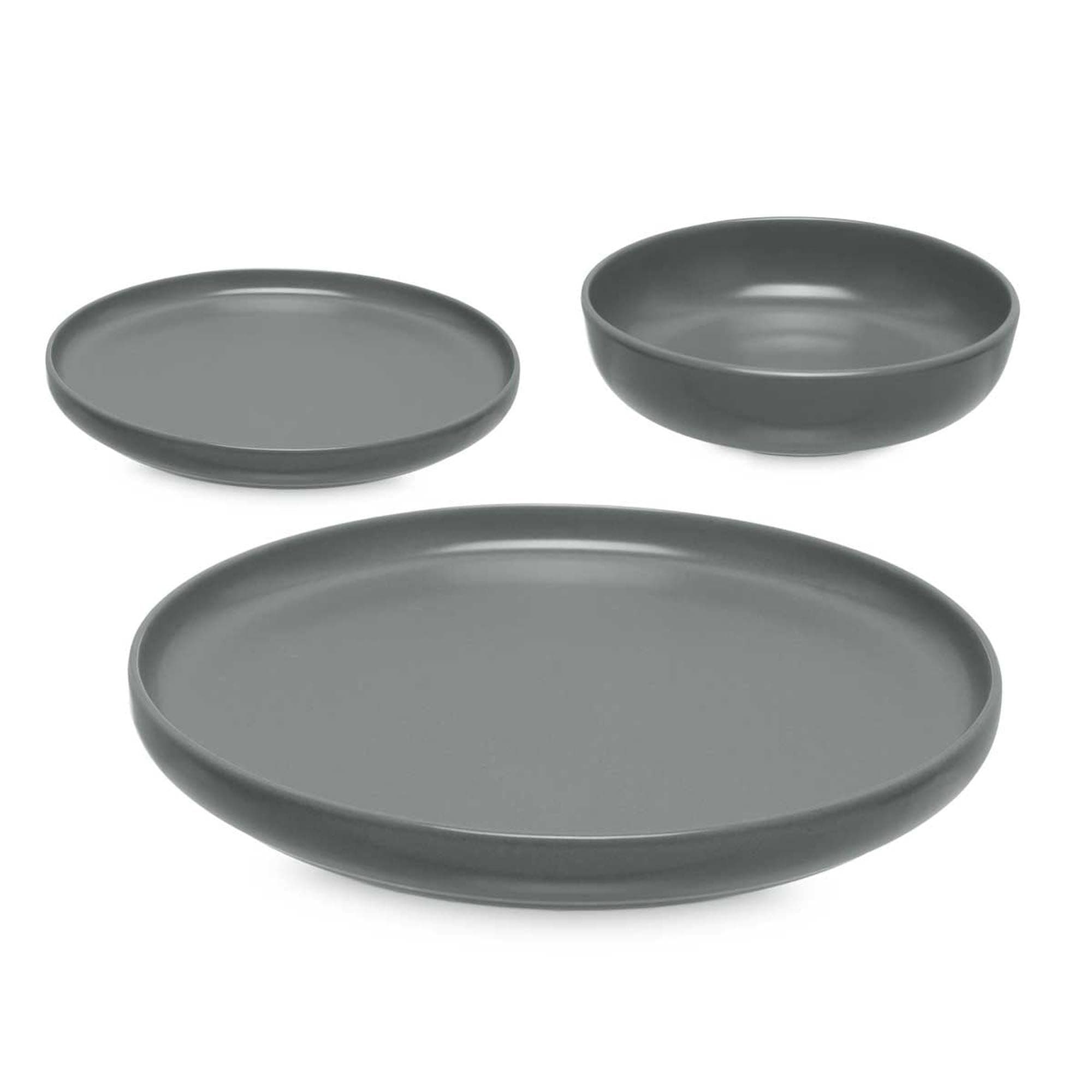 Set 18 Pieces Dark Grey Stoneware Tableware Collection VESSIA