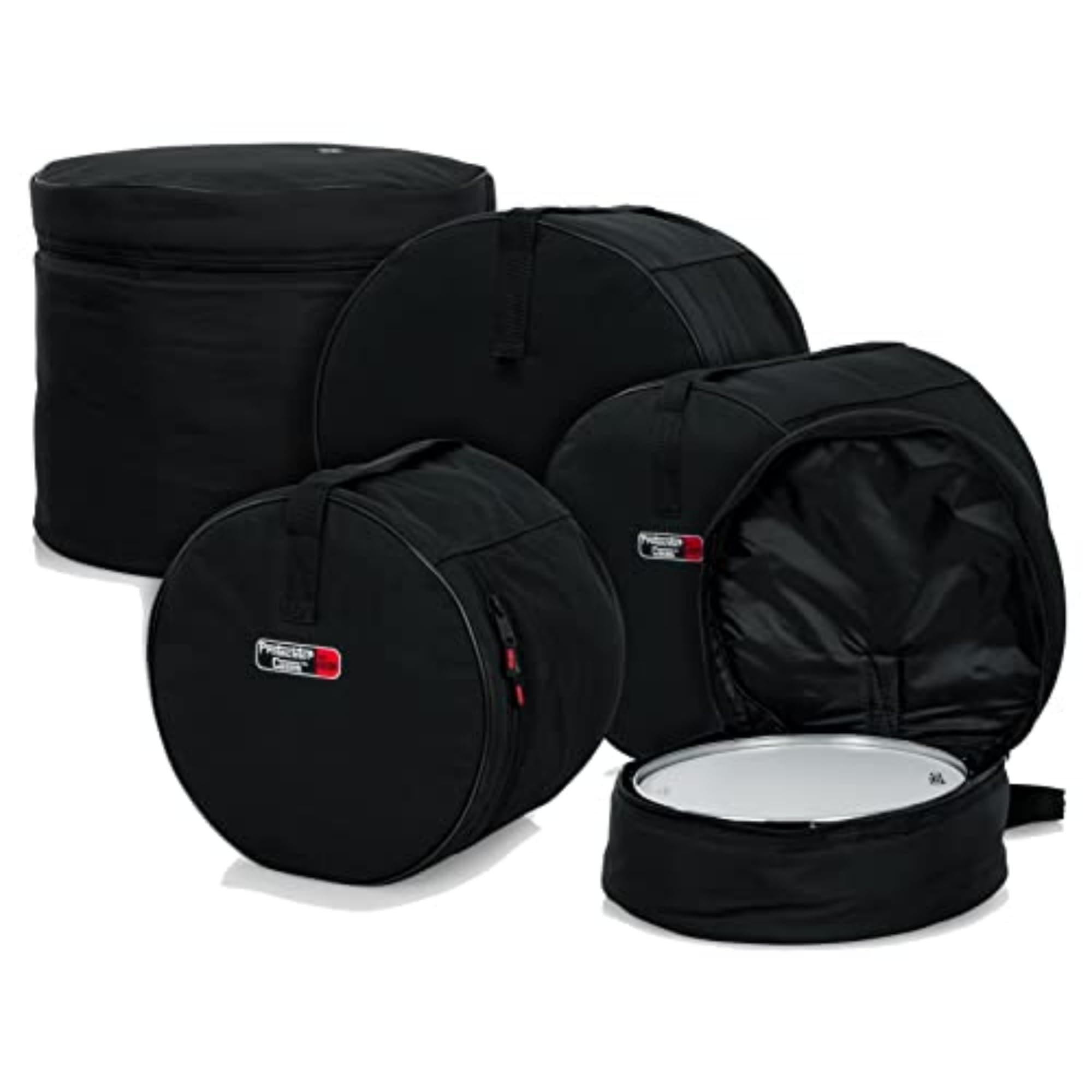 Cases Protechtor Series 5 piece Padded Drum Bag Set for Standard Kits; 22" Kick, 12” Tom, 13” Tom, 16” Tom, 14” Snare (GP-STANDARD-100)
