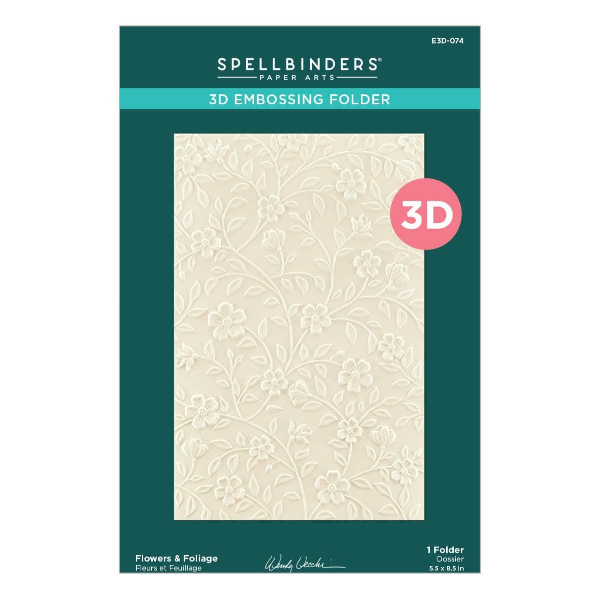 Flowers & Foliage Embossing Folder, Clear