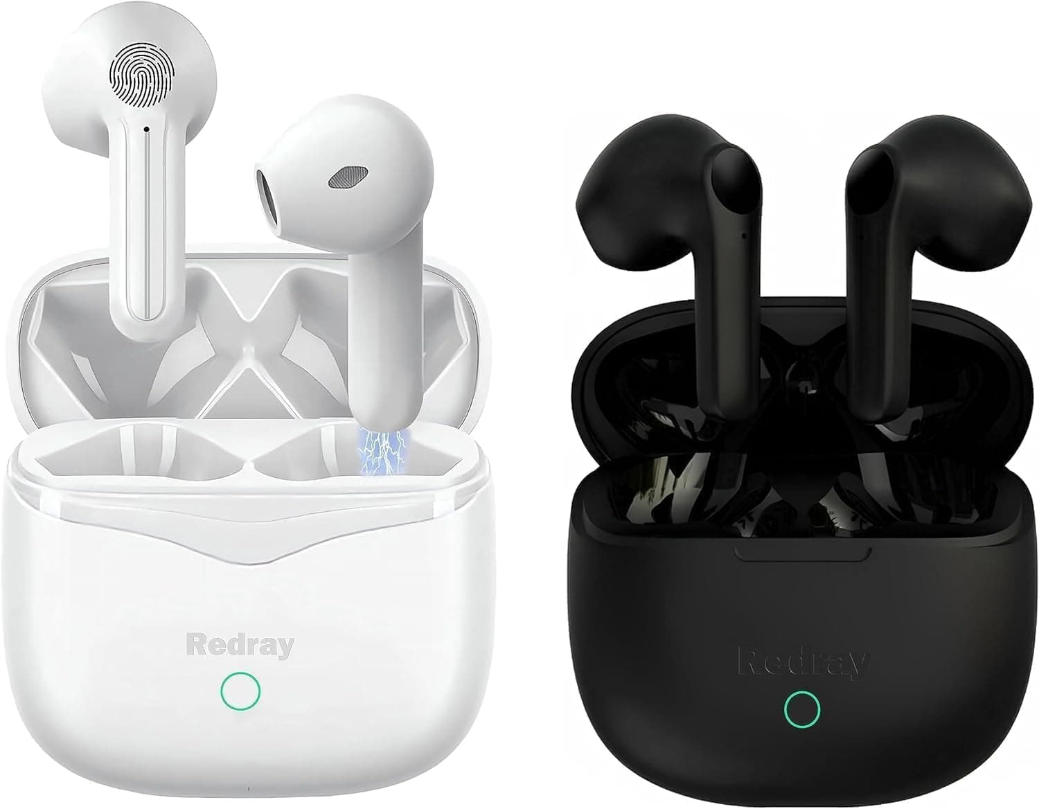 True Wireless Bluetooth 5.0 Earbuds Earphones with Wireless Charging Case Built in Mic Premium Sound 22Hours Playback with 3D Deep Bass for Running Sport for iPhone/Android (Black) or (White)