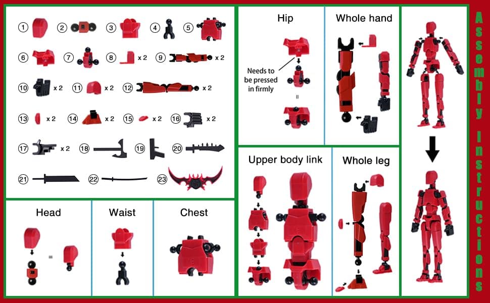 Action Figure Set, Model 13 Action Figure Multi-Jointed Movable,Gift Box Packaging, a Great for Loved Ones and Friends. (Black)