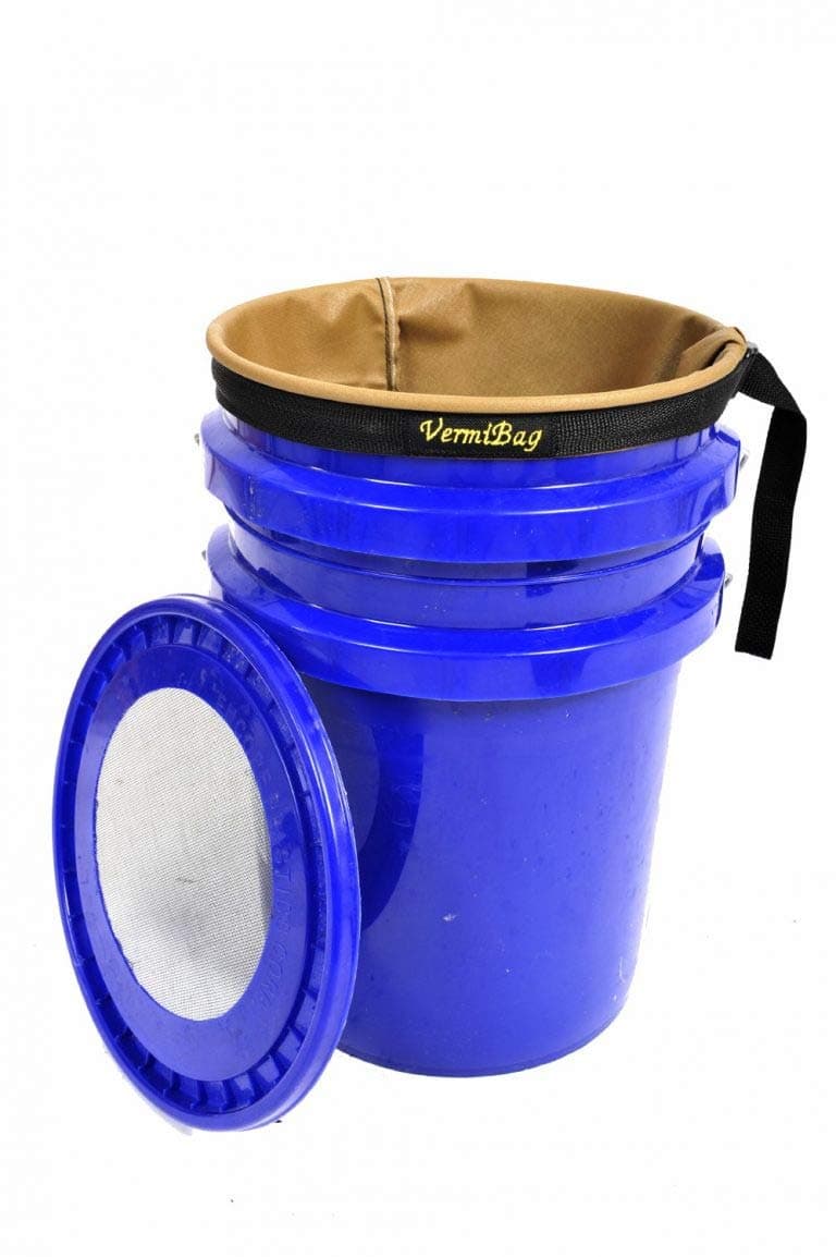 VermiBucket Composting Systems Convert Your 5 Gal Bucket into a Continuous Flow Thru System. Handmade Breathable Fabric Liner Worm Composting Bin.100% American Veteran Made.