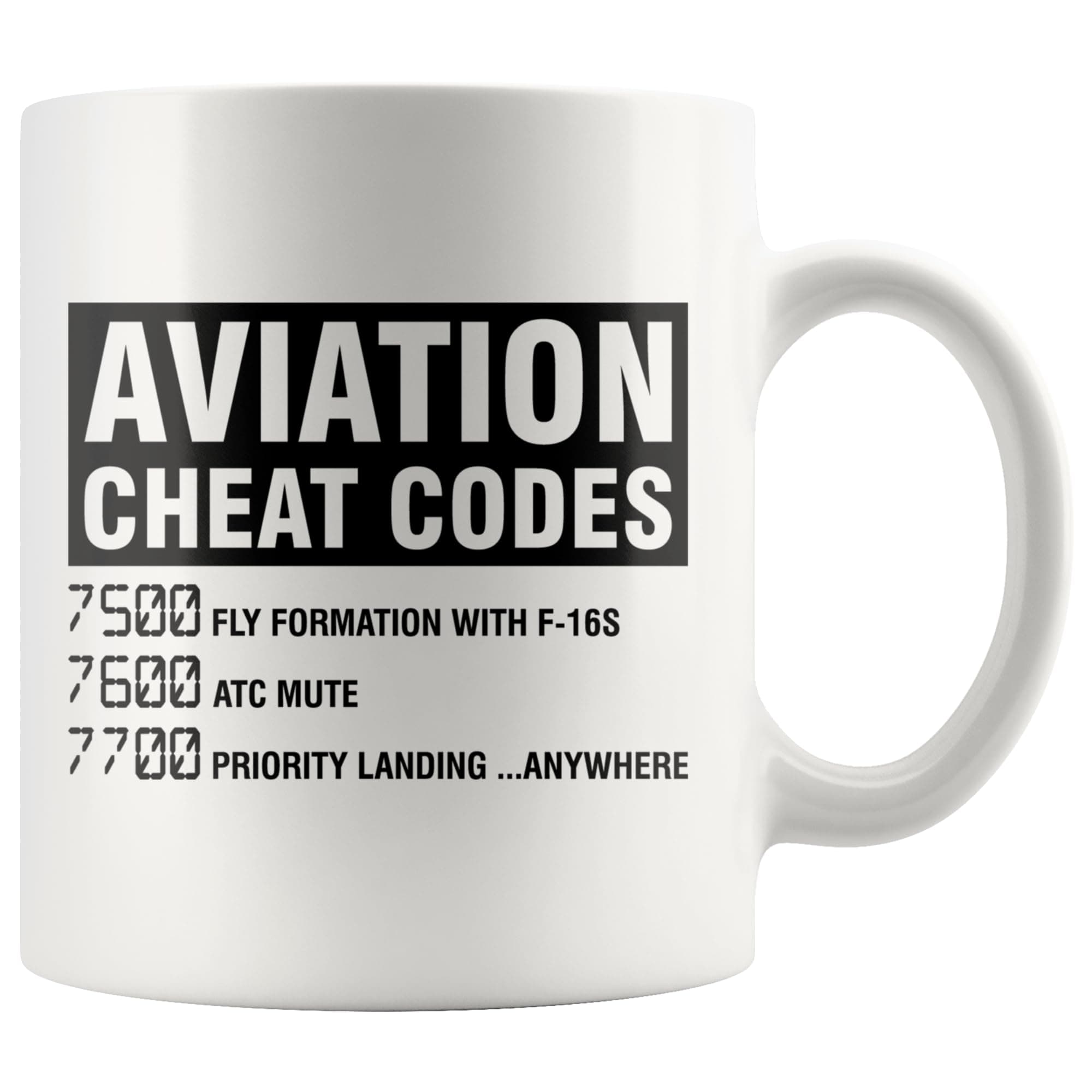 Panvola Aviation Cheat Codes Pilot Airplane Aerospace Student Coffee Ceramic Mug (11 oz)