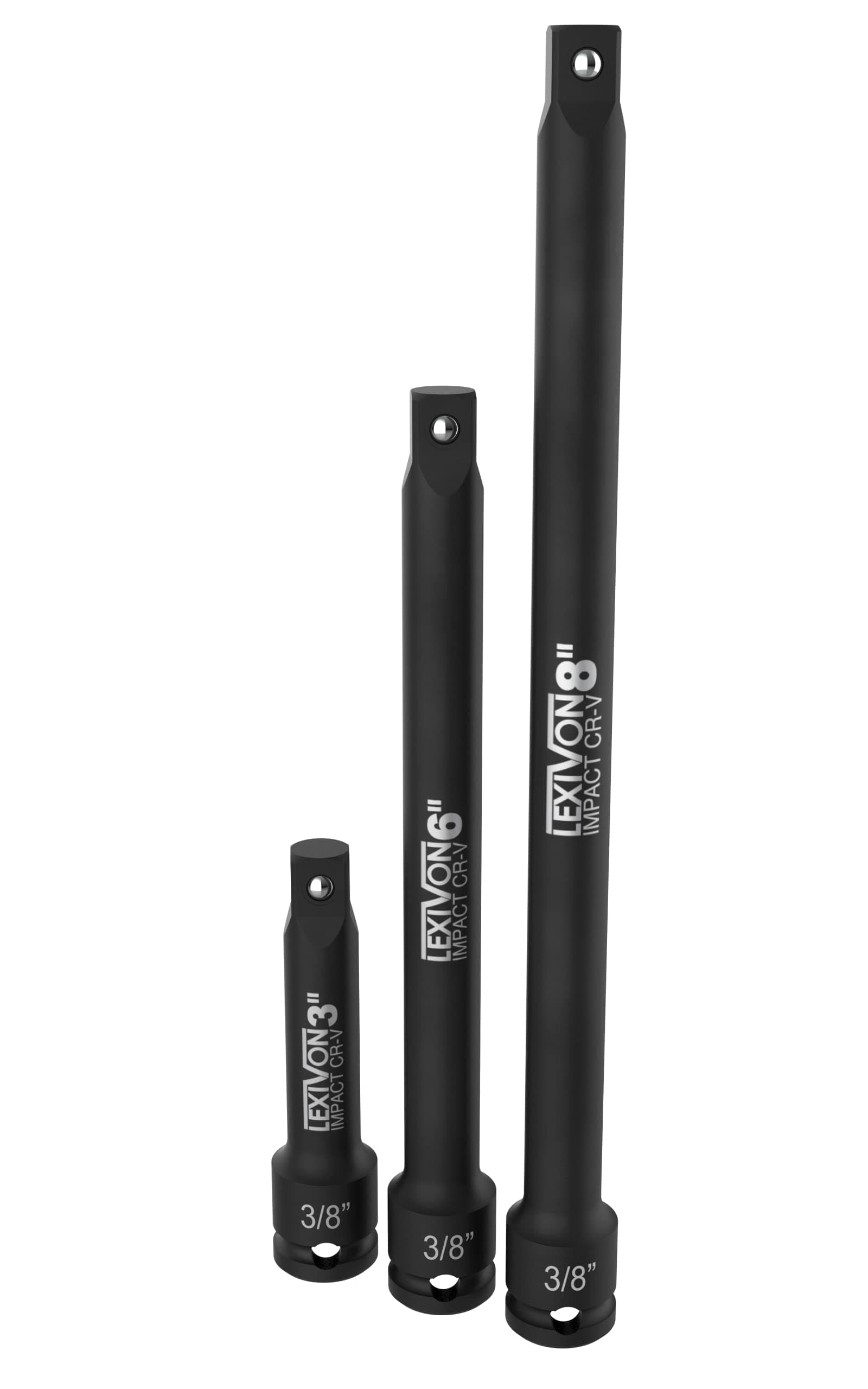Impact Socket Extension bar Set 3/8” (9.5 mm) Bit | Extensions Socket Tool | Extender for Manual Pneumatic Torque Wrench, Electric Wrench, Ratchet Wrench | Long Bars 3" 6" and 8" in (LX-114)