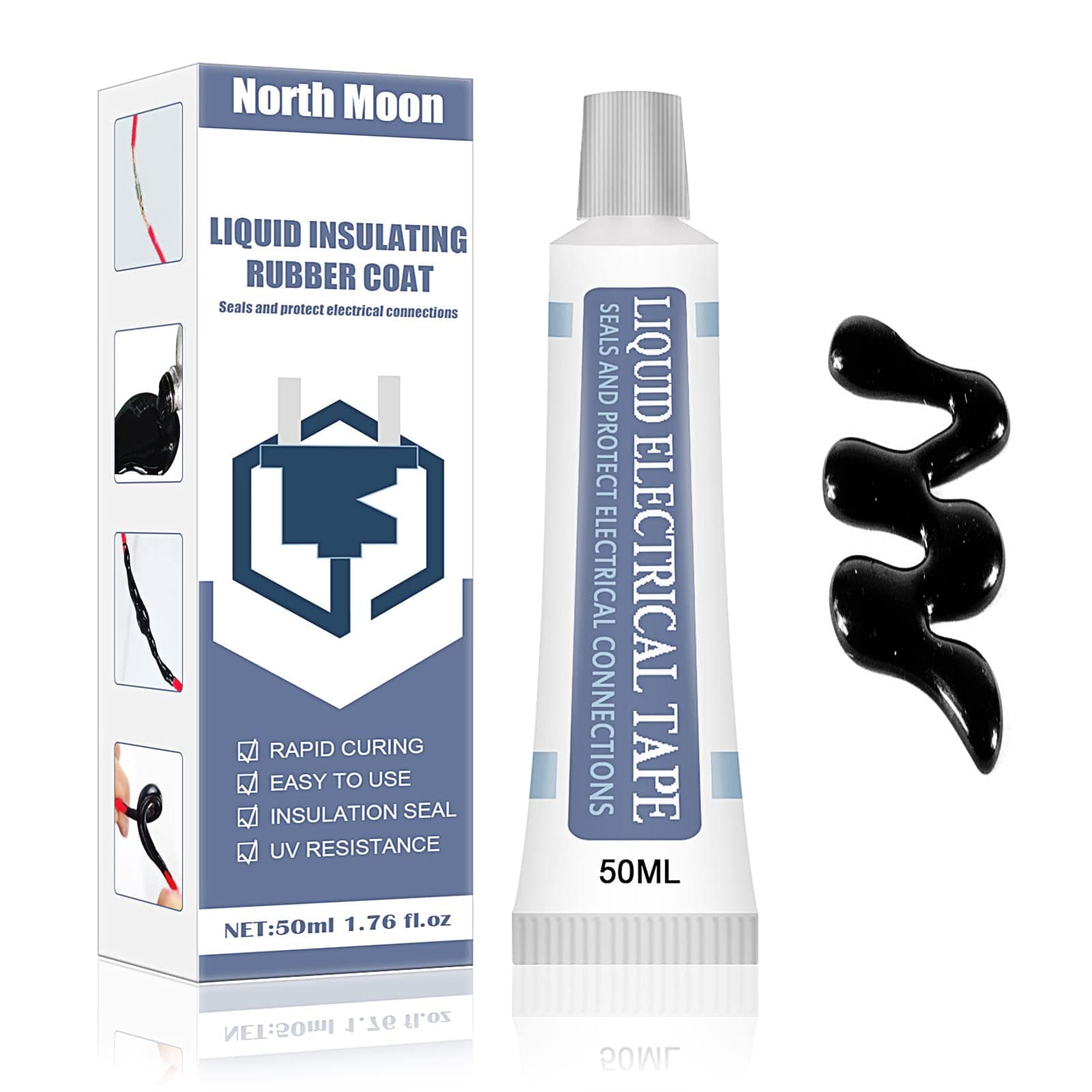 50 ml Liquid Electrical Tape,Liquid Insulating High Temperature Glue, Insulating Electrical Tape Glue Good Insulation Waterproof Flame Fast Dry Liquid Electrical Tape (Black)