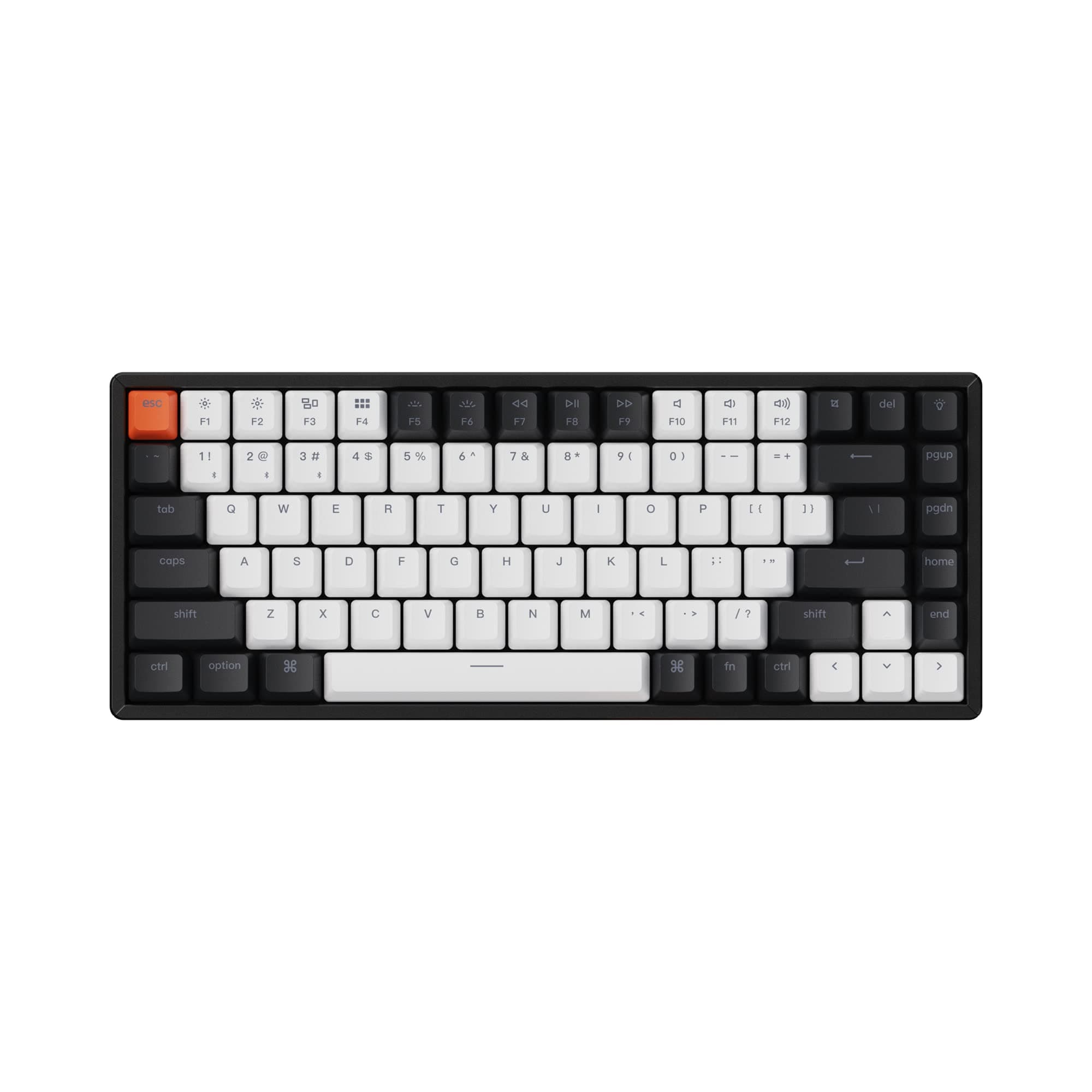 - K2 75% Layout 84 Keys Hot-swappable Bluetooth Wireless/USB Wired Mechanical Keyboard with Keychron Super Red Switch/Double-Shot Keycaps/RGB Backlight/Aluminum Frame for Mac Windows Version 2