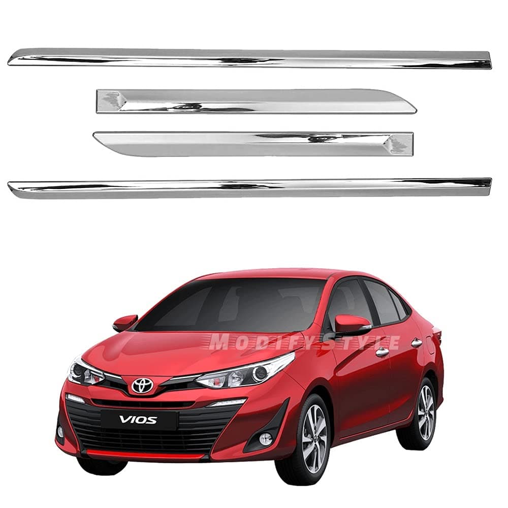 Side Beading/Side Cladding/Door Garnish/Door Protector Chrome Suitable for Toyota Yaris (2018 to Present) (Set of 4pcs)