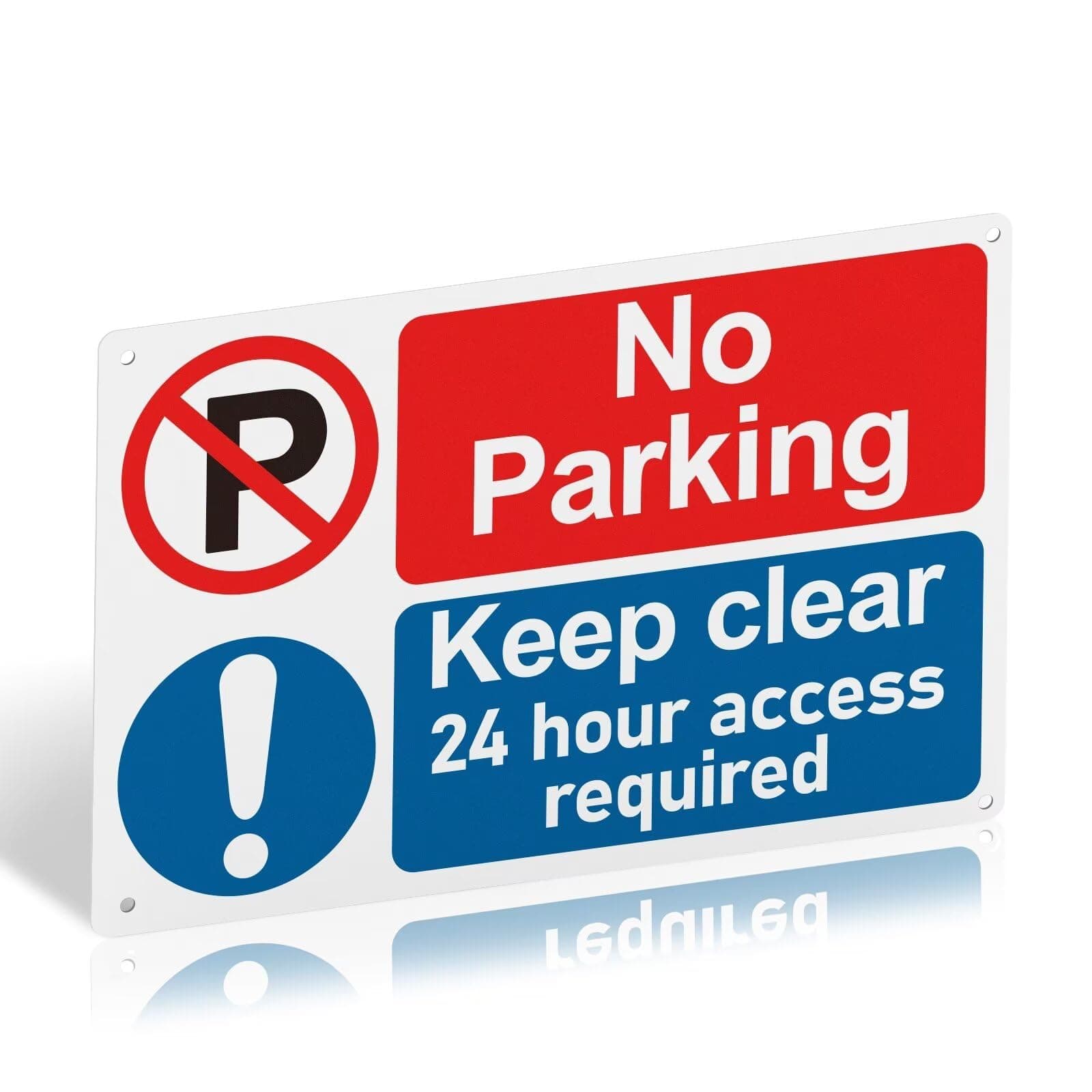 No Parking Keep Clear 24 Hour Access Required Warning Sign with 4 Pre-Drilled Holes - Durable and Weatherproof PVC Rigid Plastic Sign, 300 x 200 x 1mm, Self-Adhesive No Parking Signs