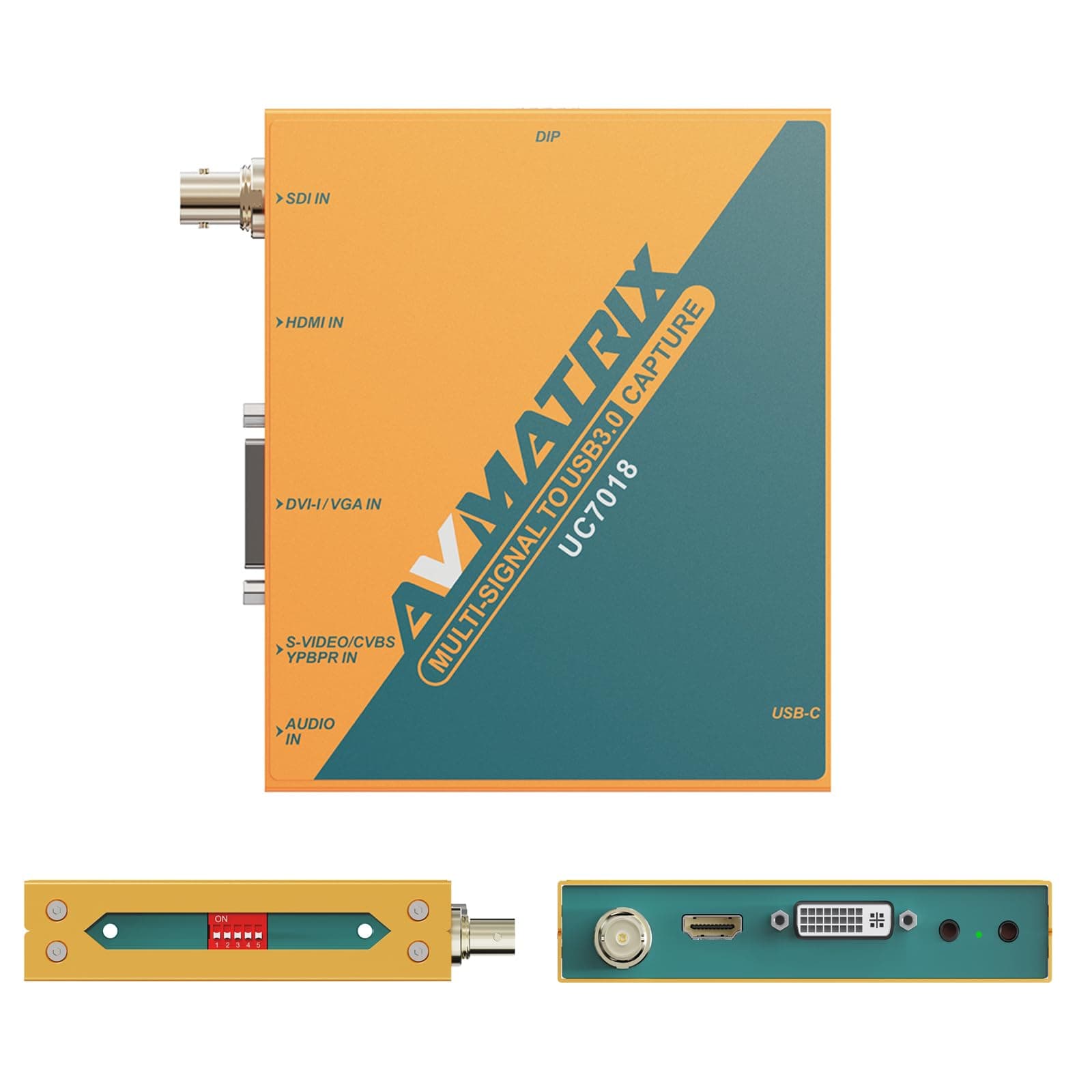 AVMATRIX UC7018 USB 3.0 Multi-Input Capture Card – SDI, HDMI, VGA, DVI, CVBS to USB for Live Streaming, Security Cameras & Teaching – 1080p60 Plug and Play with OBS, Zoom, Windows/Mac/Linux