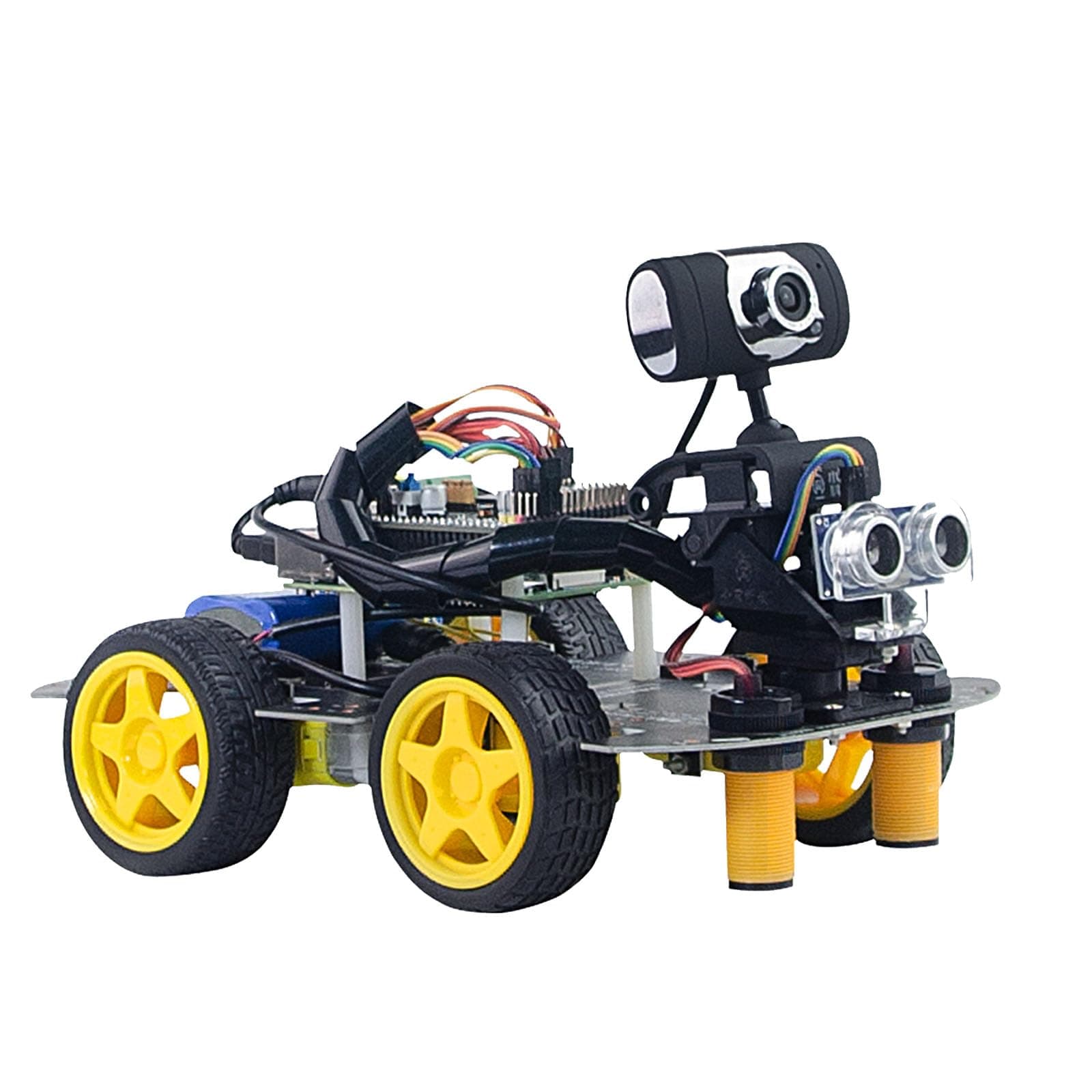 Smart Robot Car Kit for Raspberry Pi 5/3B/3B+/4B,Upgraded AI Visual Color,QR Code,Face Recognition,Line Tracking,Obstacle Avoidance,Electronic DIY Kit for Teens and Adults(Raspberry Pi Not Included)