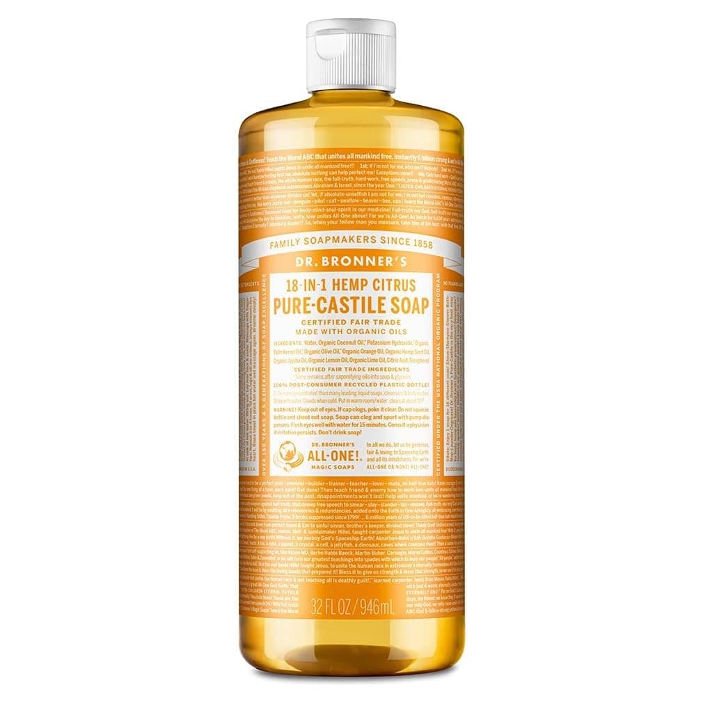 Dr. Bronner's Magic Soaps 18-In-1 Hemp Citrus Orange Pure Castille Soap, 32-Ounce Bottles